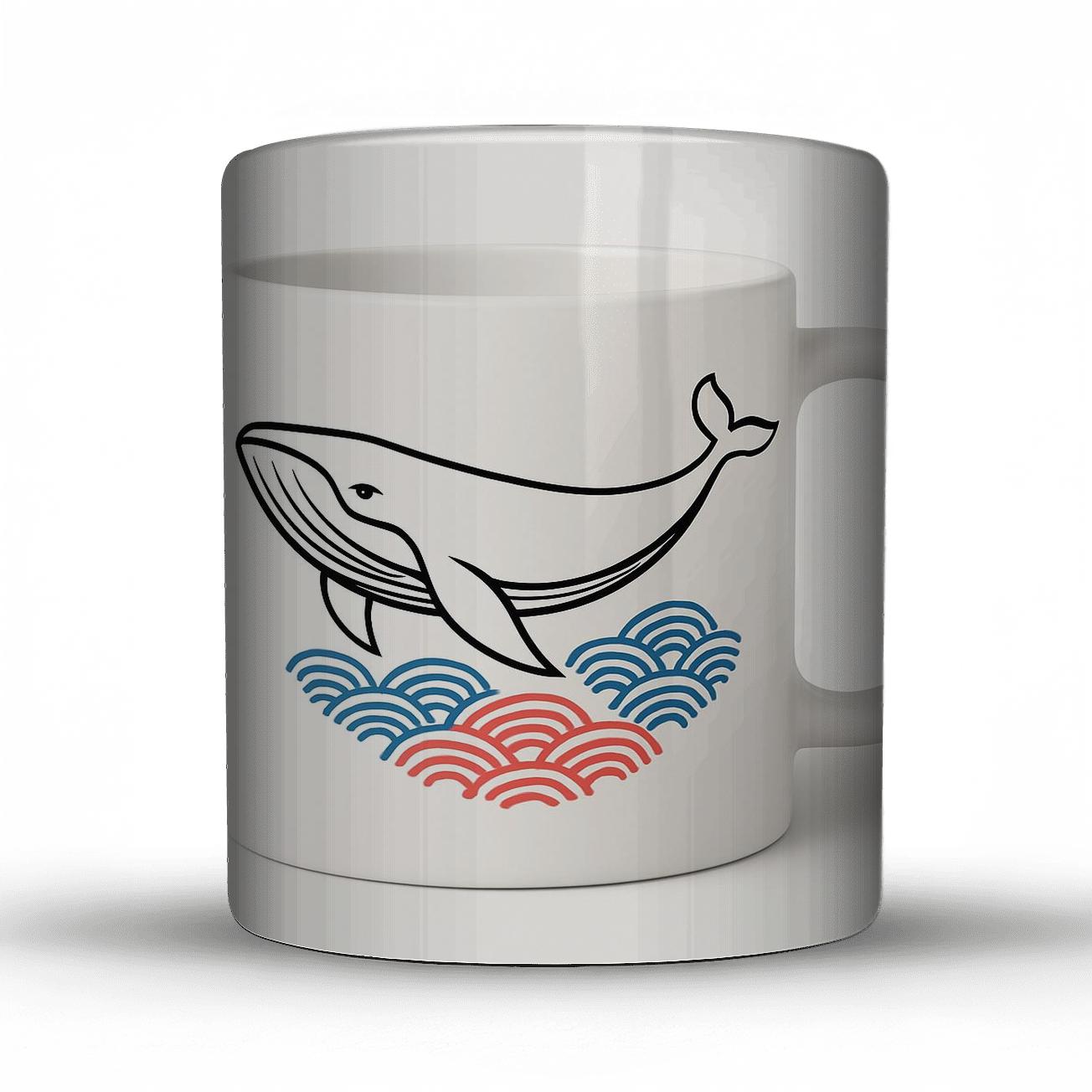 Japanese Whale Minimal Line Art Wave Pattern Mug Design ceramic coffee mugs