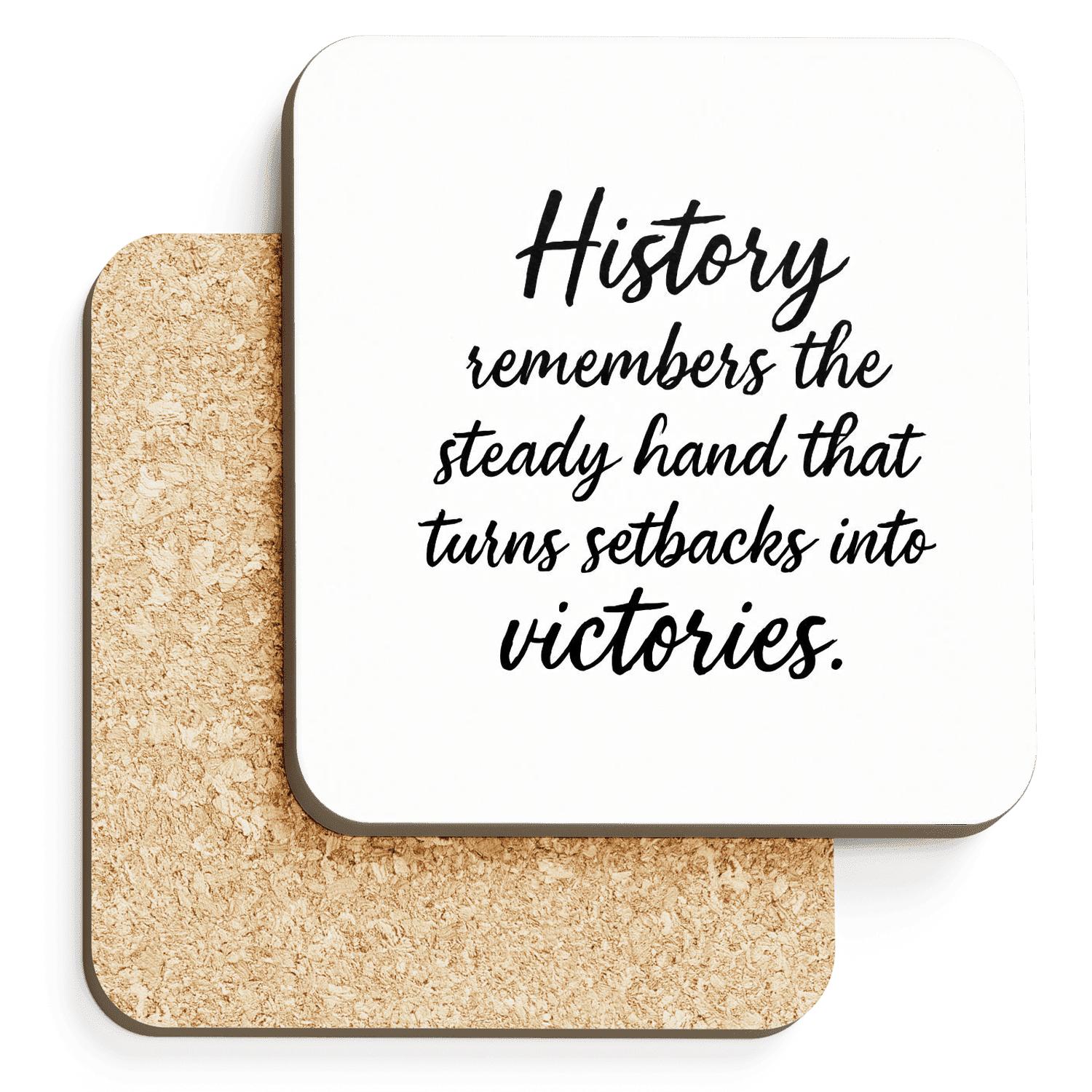 History Remembers The Steady Hand personalized drink coasters