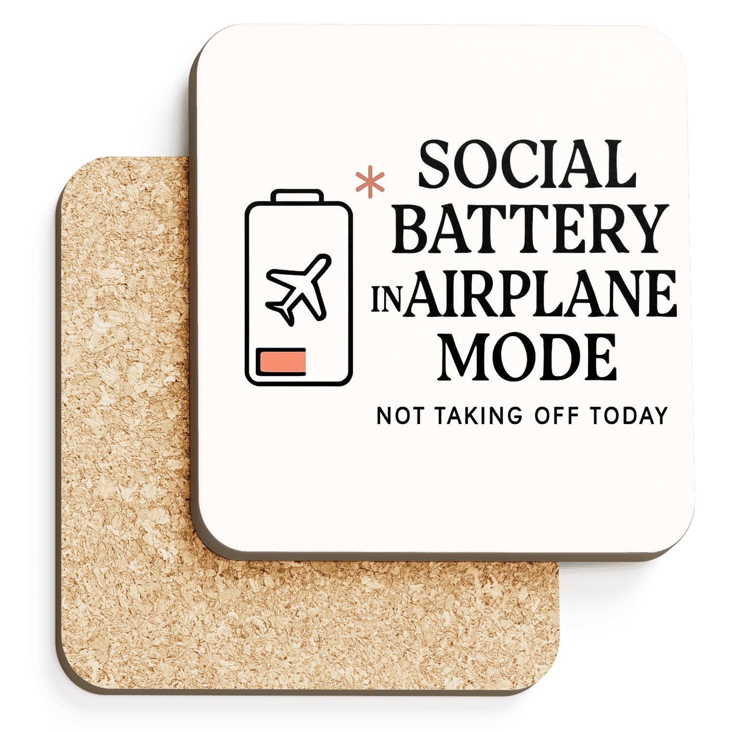 Social Battery In Airplane Mode stone coaster collections