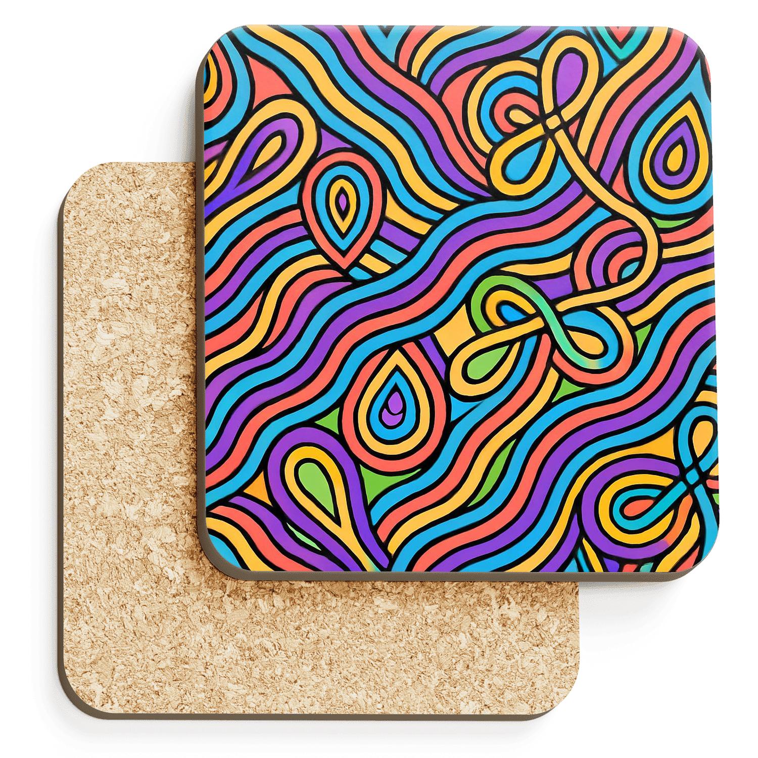 Ornamental Op Art Aurora Ribbons decorative beverage coasters