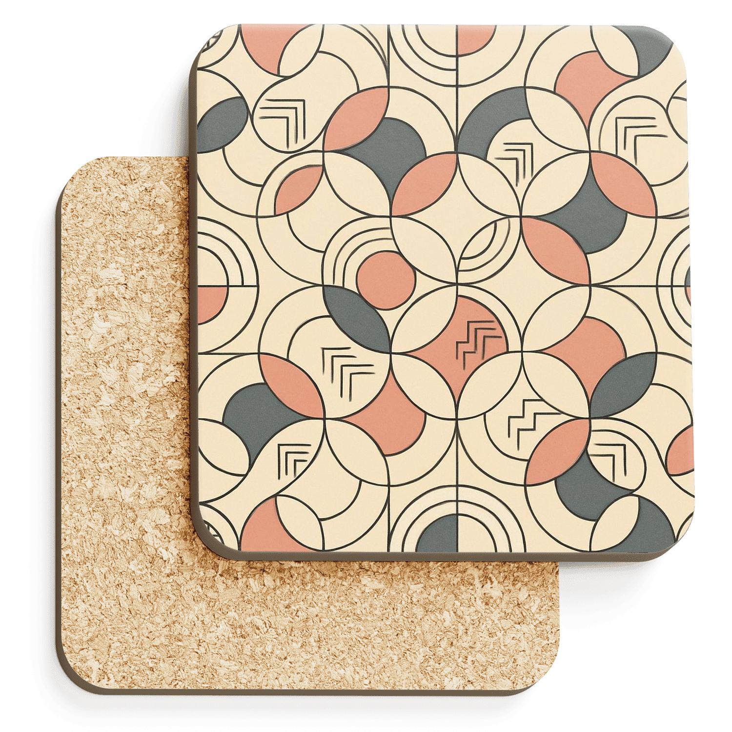 Bauhaus Comet Geometry Lace wooden table coasters