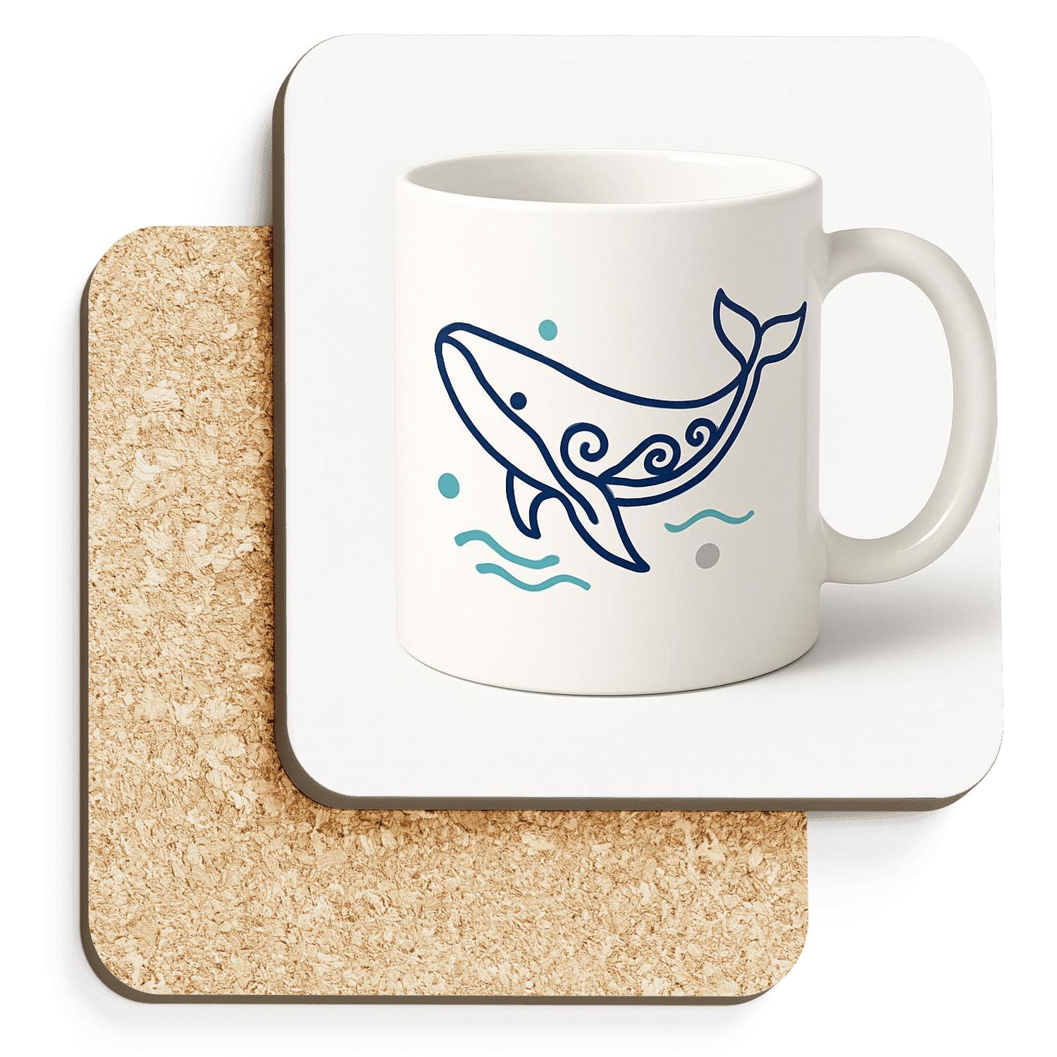 Ainu Pattern Whale Tide Mug Line Art personalized drink coasters