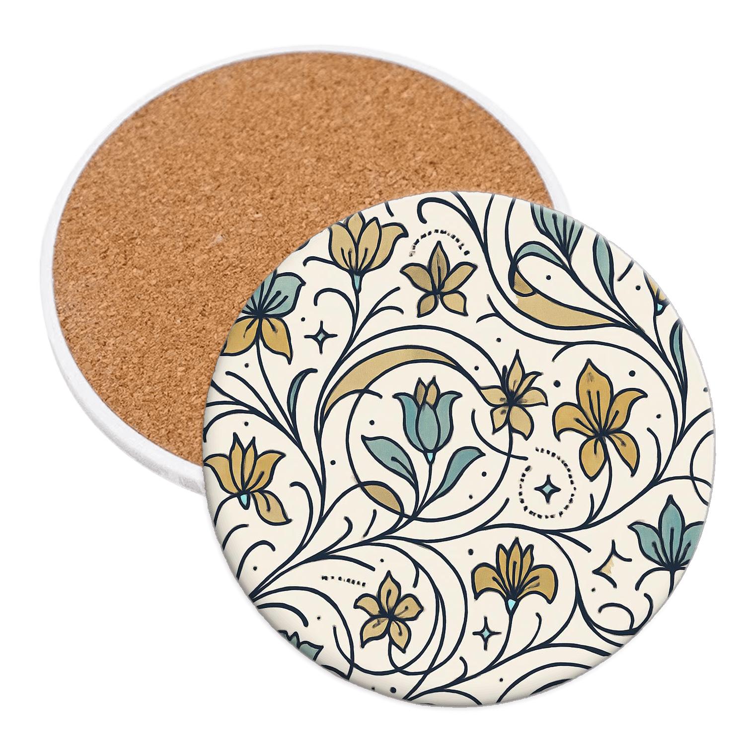 Art Nouveau Orbit Vine Pattern stone coaster collections