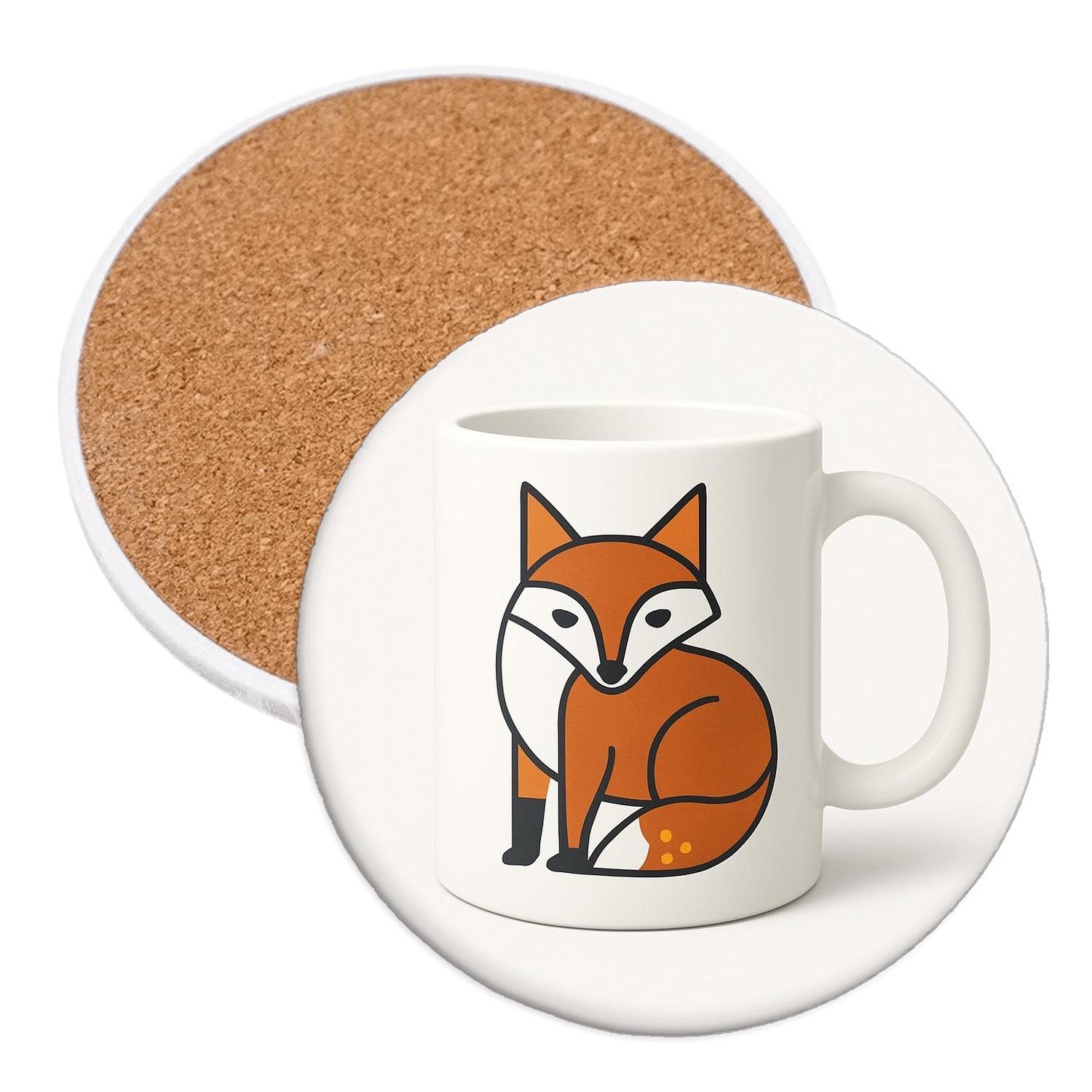 Bauhaus Fox Orbit Mug Line Art cork coaster sets