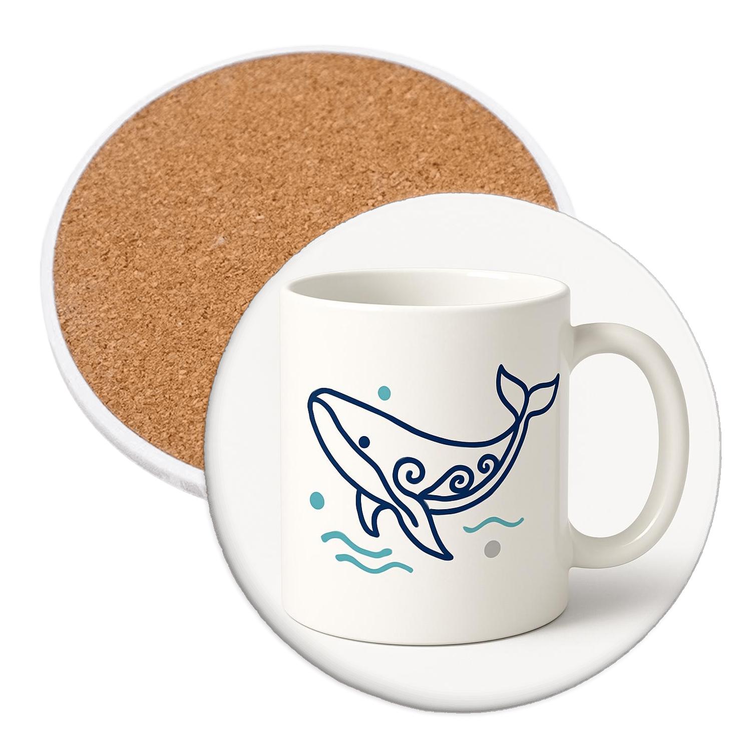 Ainu Pattern Whale Tide Mug Line Art cork coaster sets