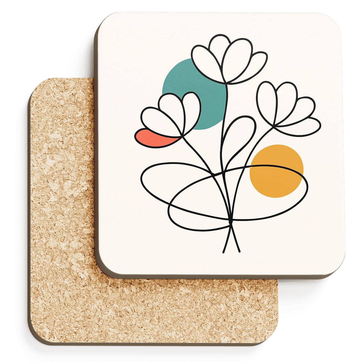 Orbit Bloom Minimal Line Bouquet personalized drink coasters