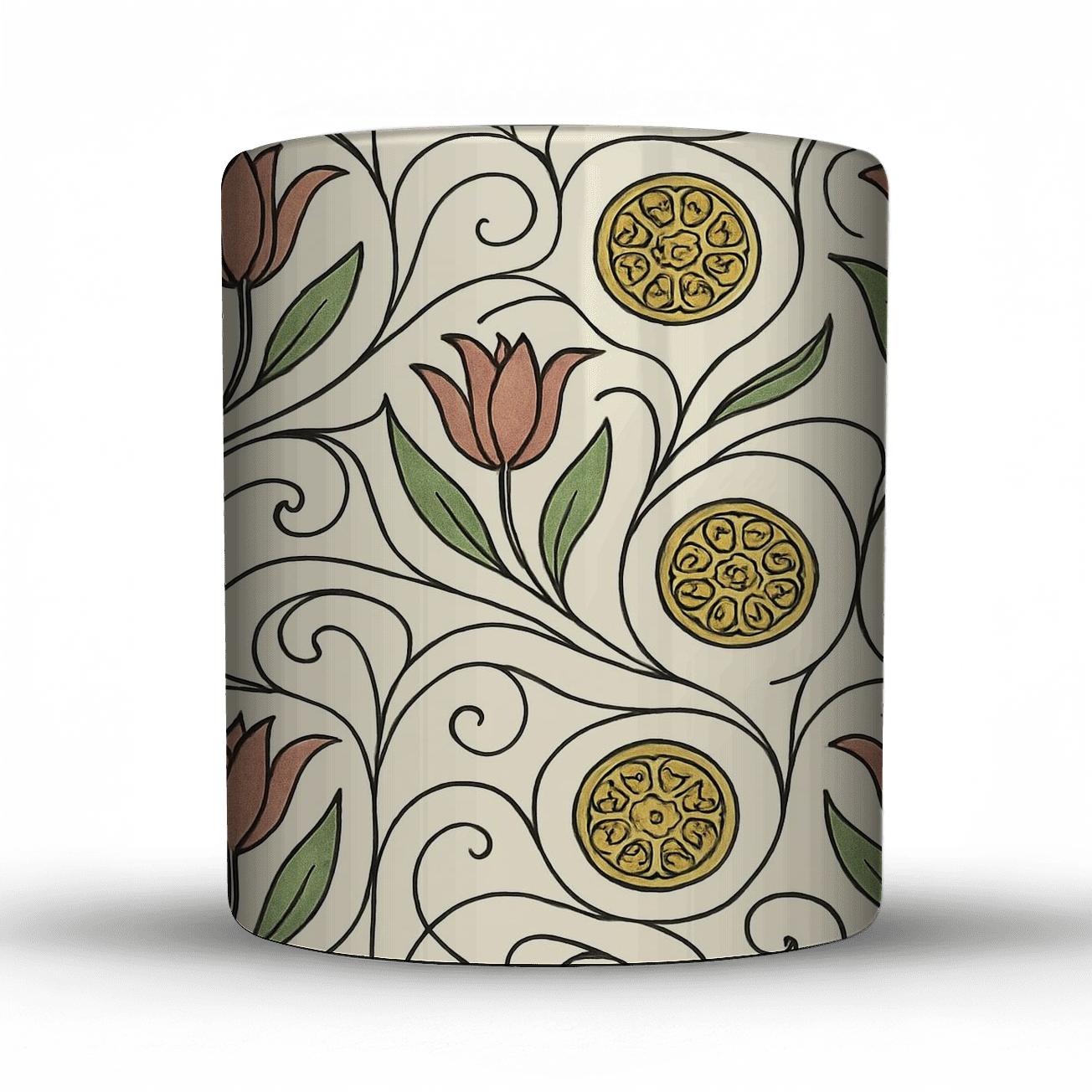 Vienna Secession Floral Whiplash Vector Filigree premium drinkware mugs