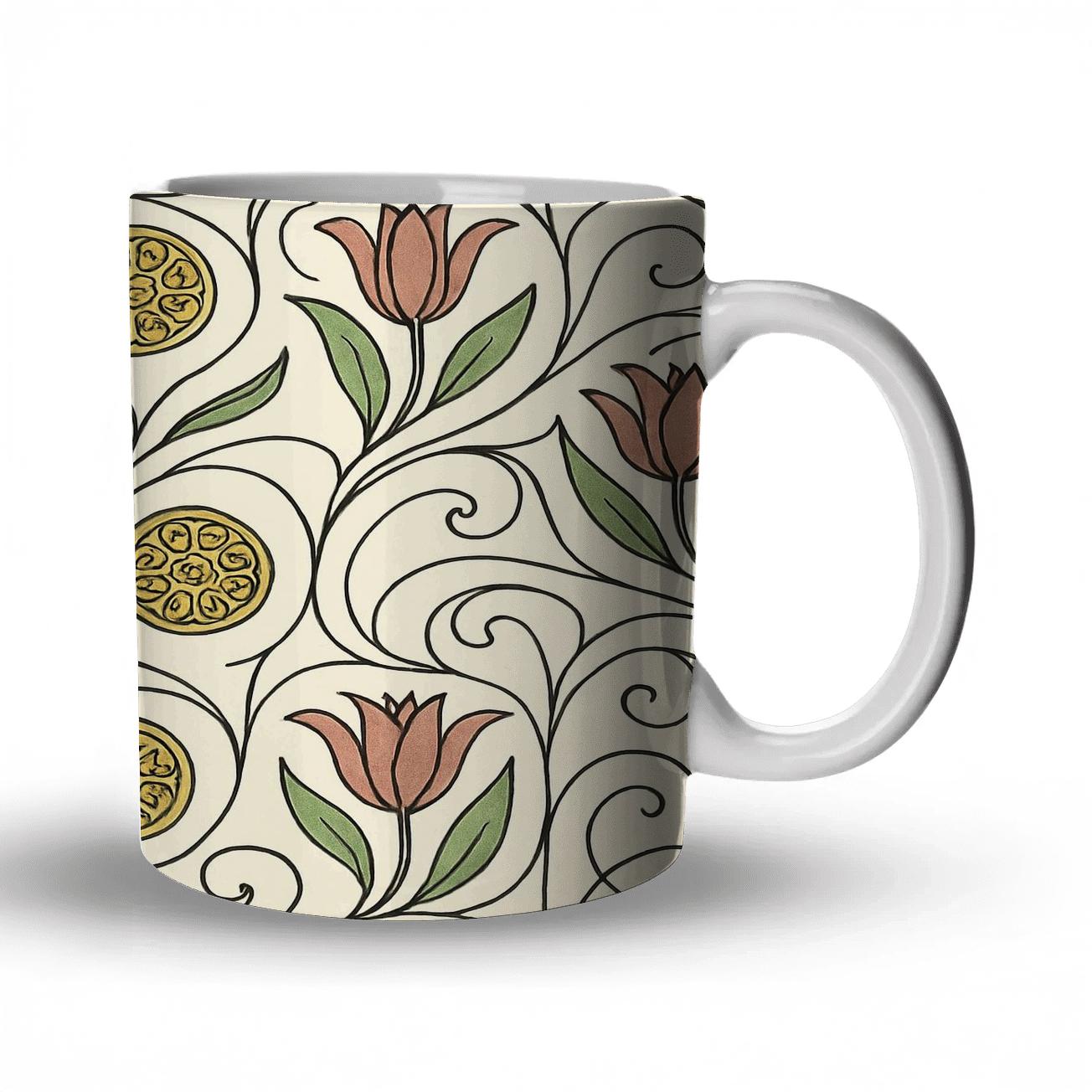 Vienna Secession Floral Whiplash Vector Filigree premium drinkware mugs