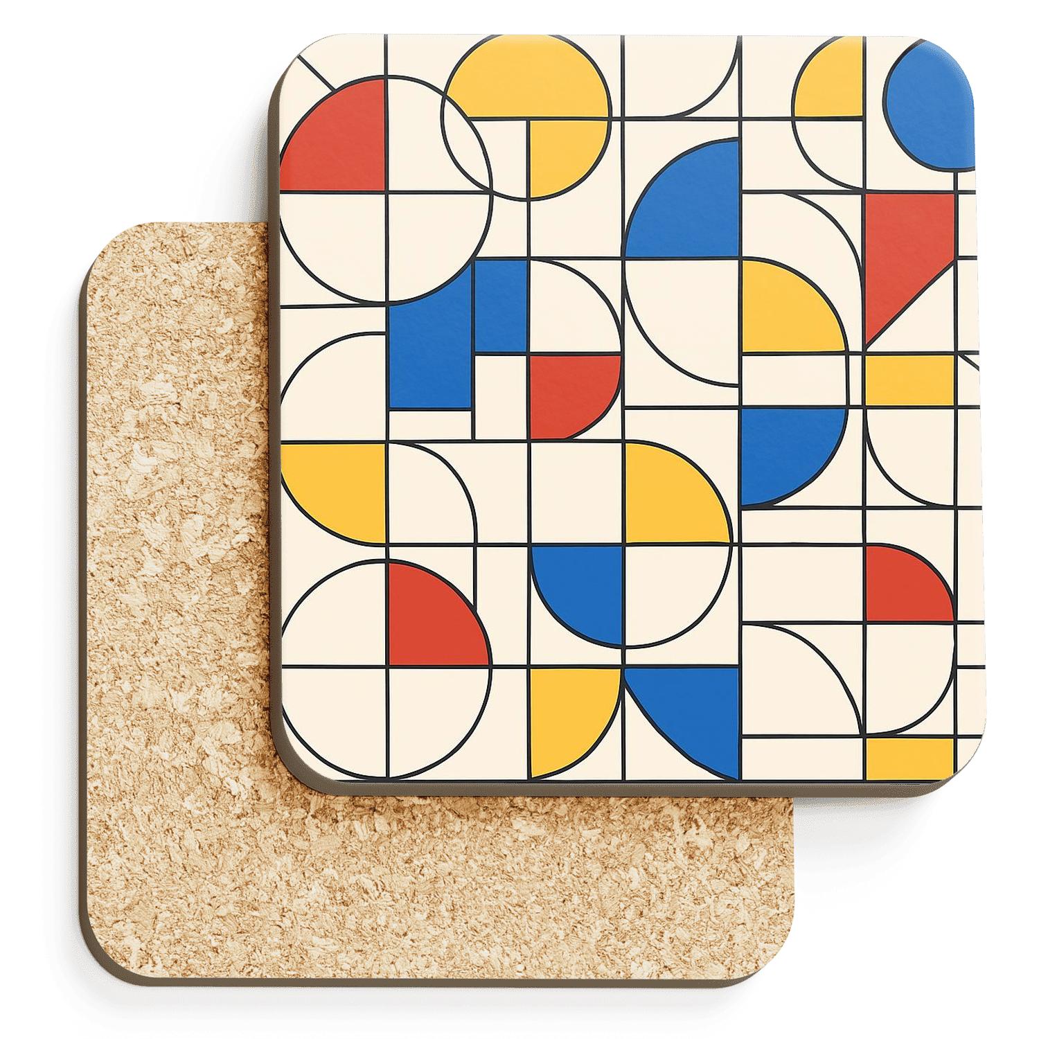 Bauhaus Interlock Constellation Grid cork coaster sets