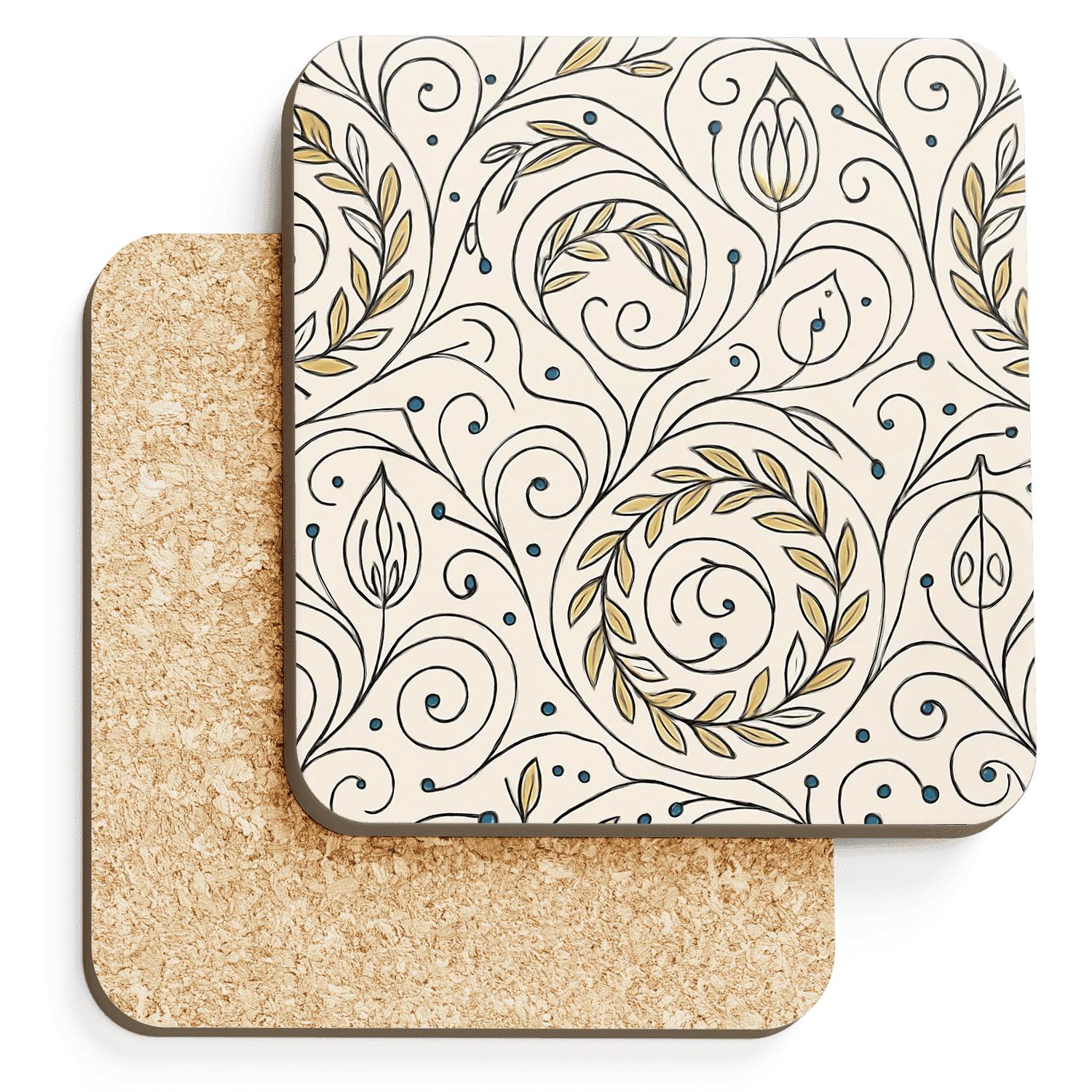 Vienna Secession Laurel Whiplash Motif absorbent drink coasters