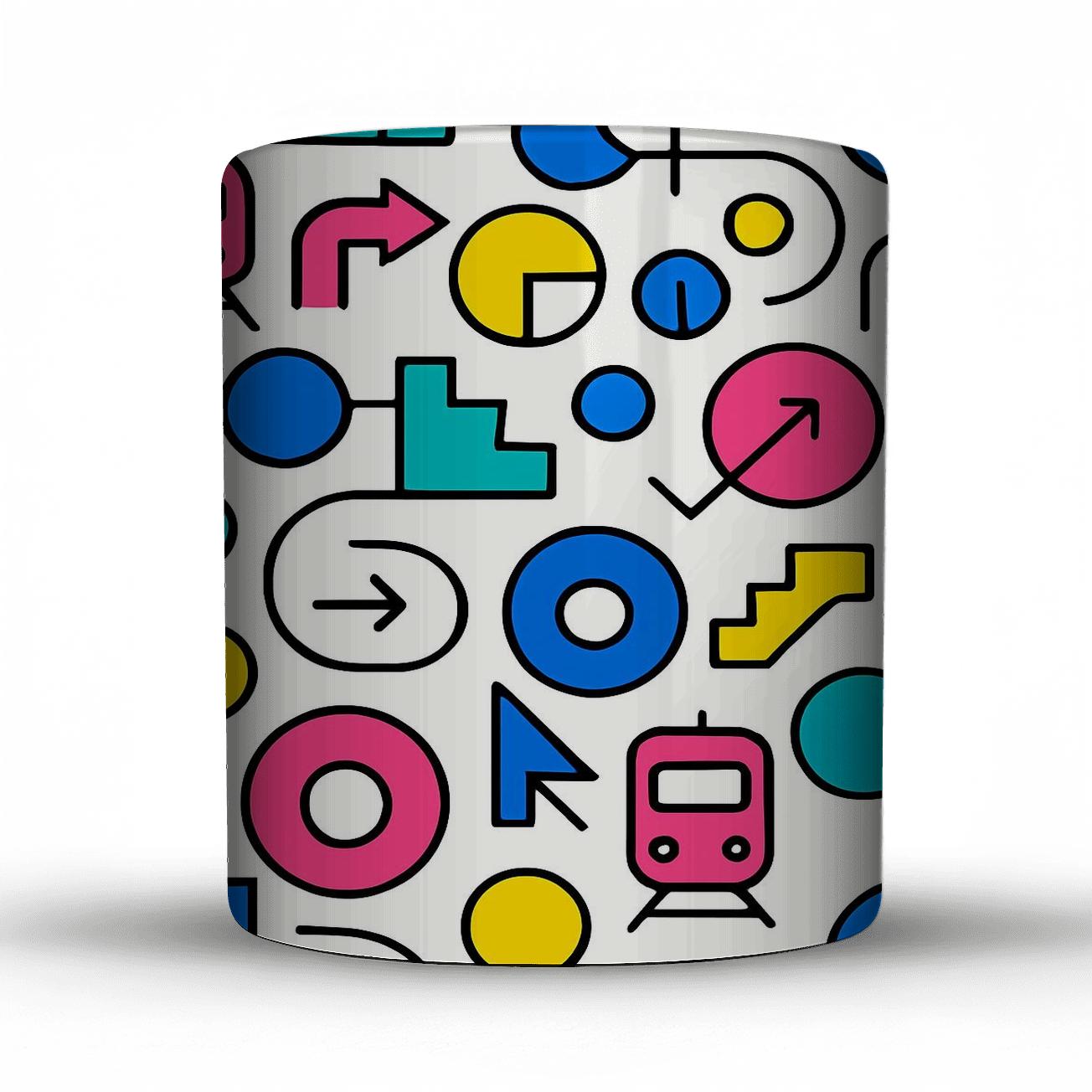 Memphis Bauhaus Transit Glyphs insulated thermal mugs