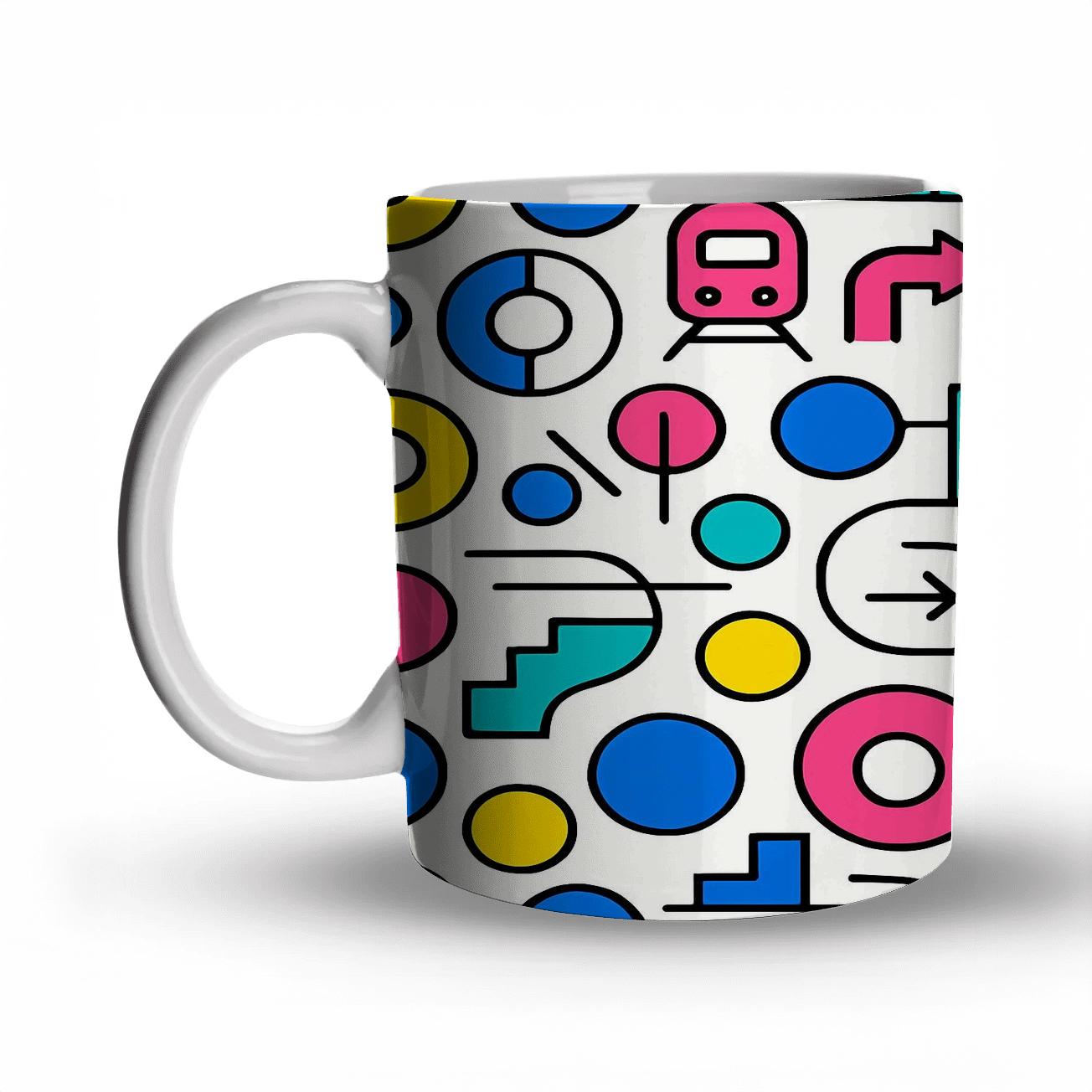 Memphis Bauhaus Transit Glyphs insulated thermal mugs