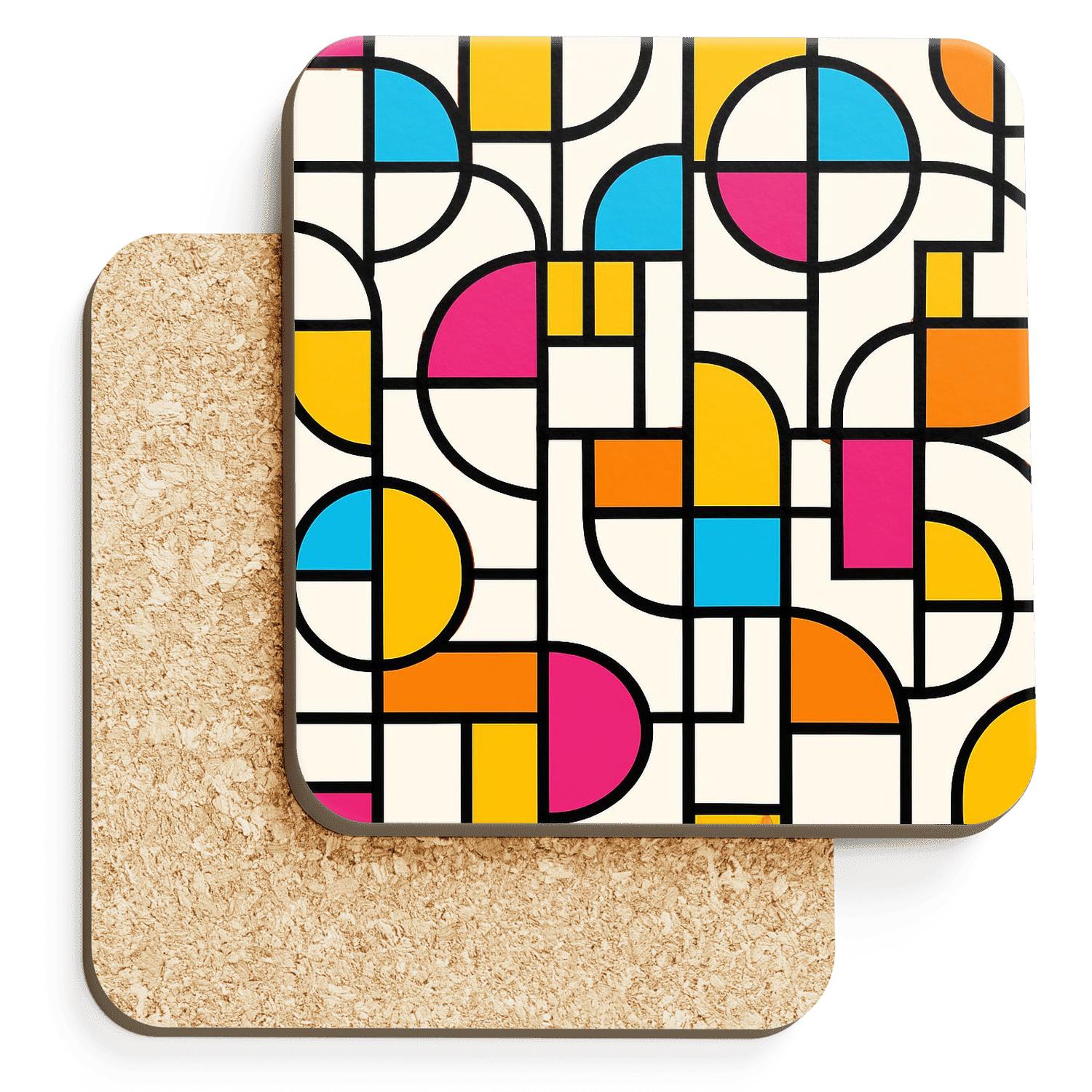 Bauhaus Neon Orbit Weave coasters for home decor