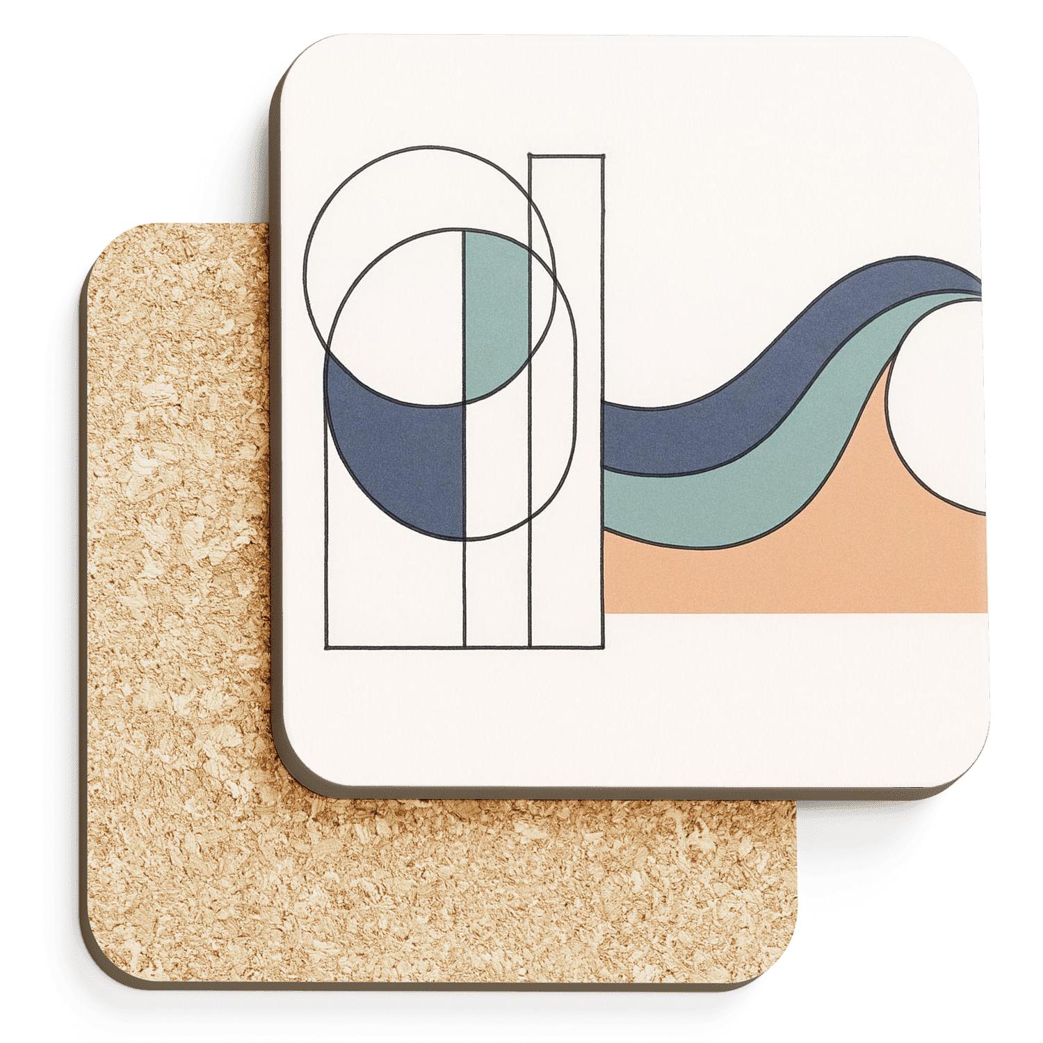 Tidal Geometry Organic Wave Form personalized drink coasters