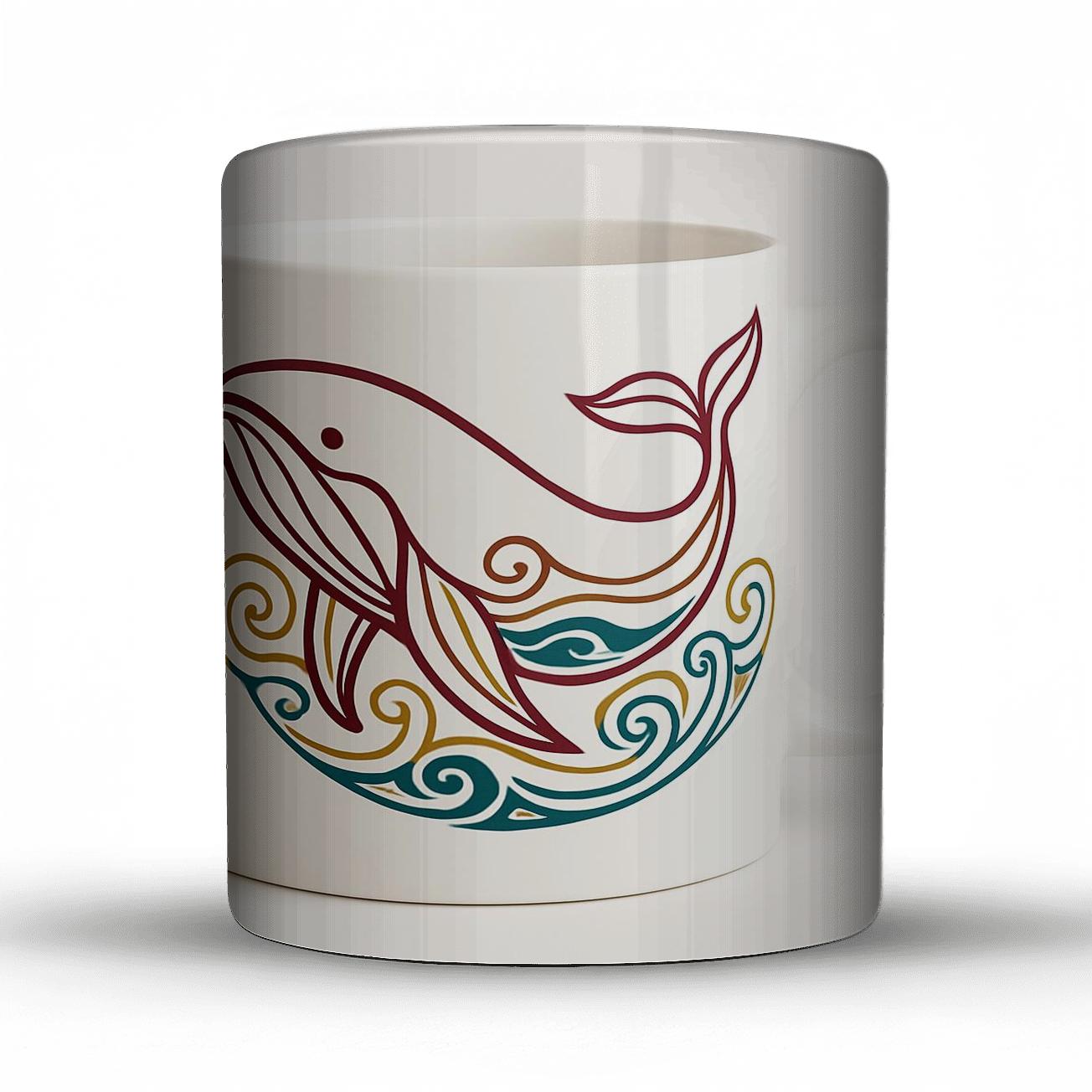 Burgundy Art Nouveau Whale Ornament Line Art Mug Wrap novelty coffee mugs