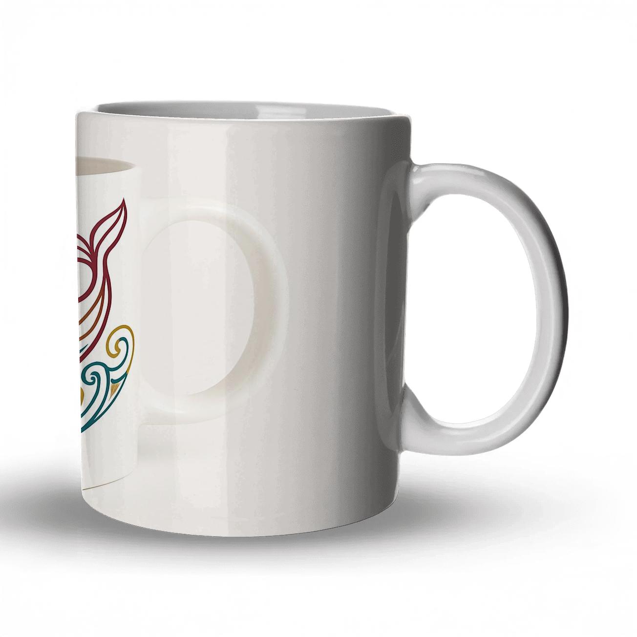 Burgundy Art Nouveau Whale Ornament Line Art Mug Wrap novelty coffee mugs