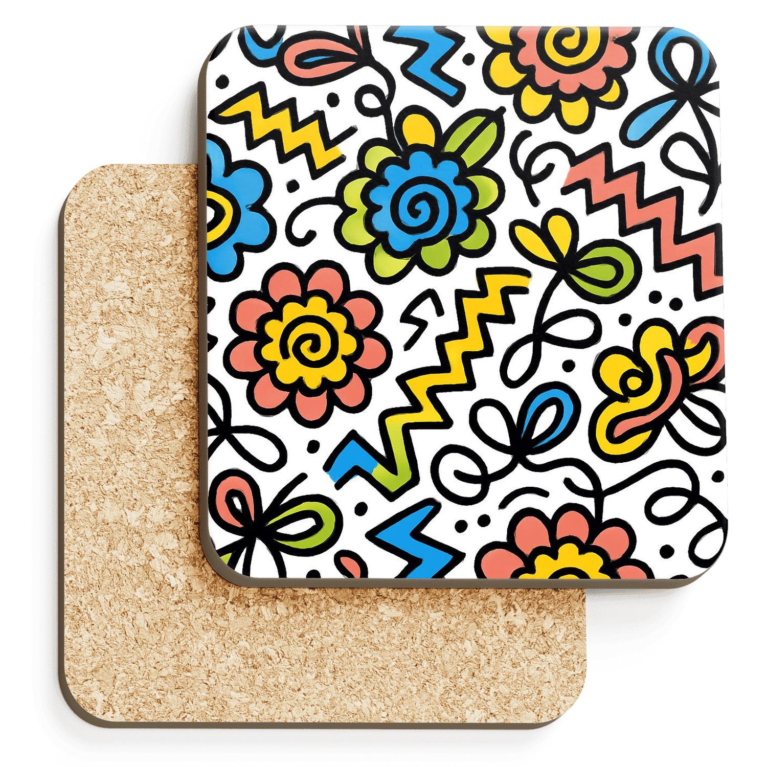 Memphis Supernova Filigree Lines decorative beverage coasters