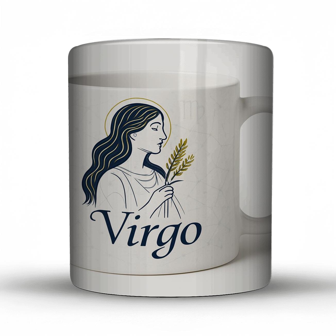 Virgo Astral Maiden Gold Navy Line Art Mug travel mugs with handles