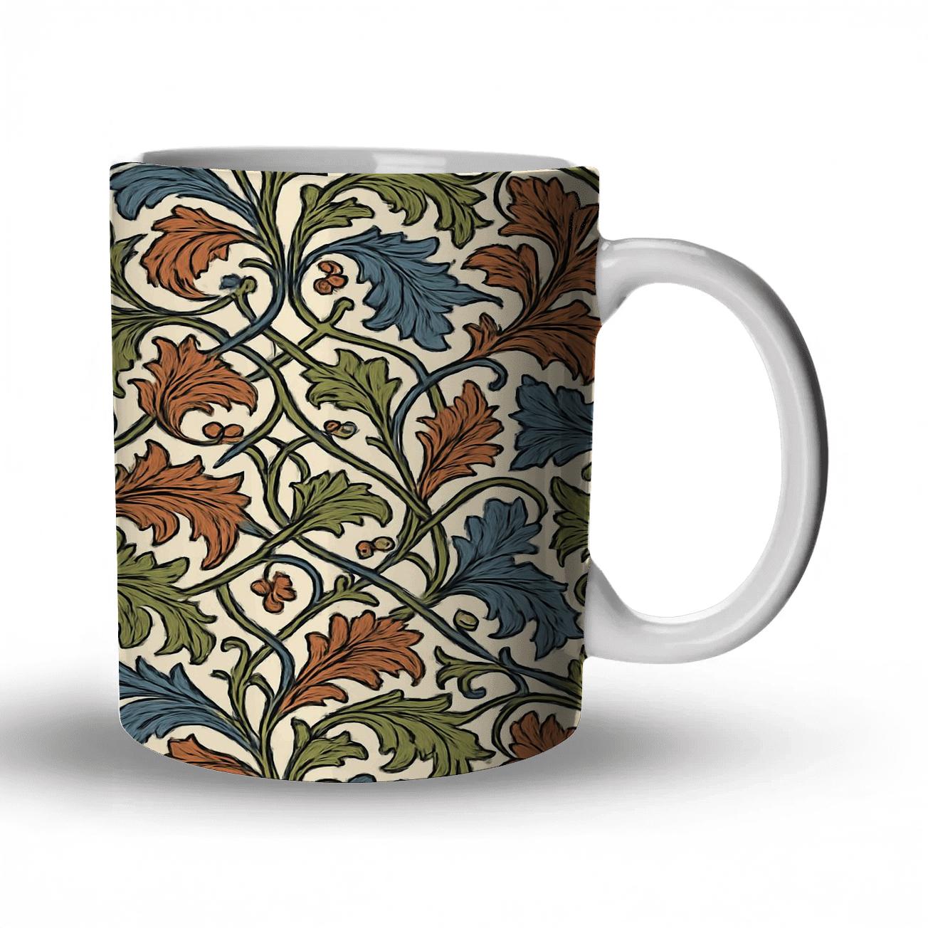 Arts And Crafts William Morris Revival Vine Lattice insulated thermal mugs