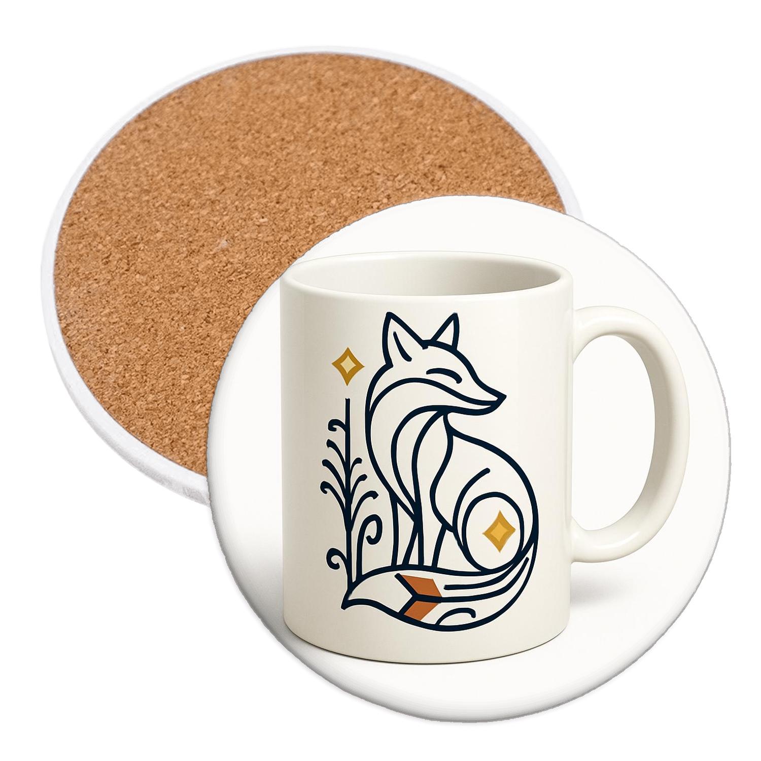 Art Deco Fox Ornament Wrap coasters for home decor