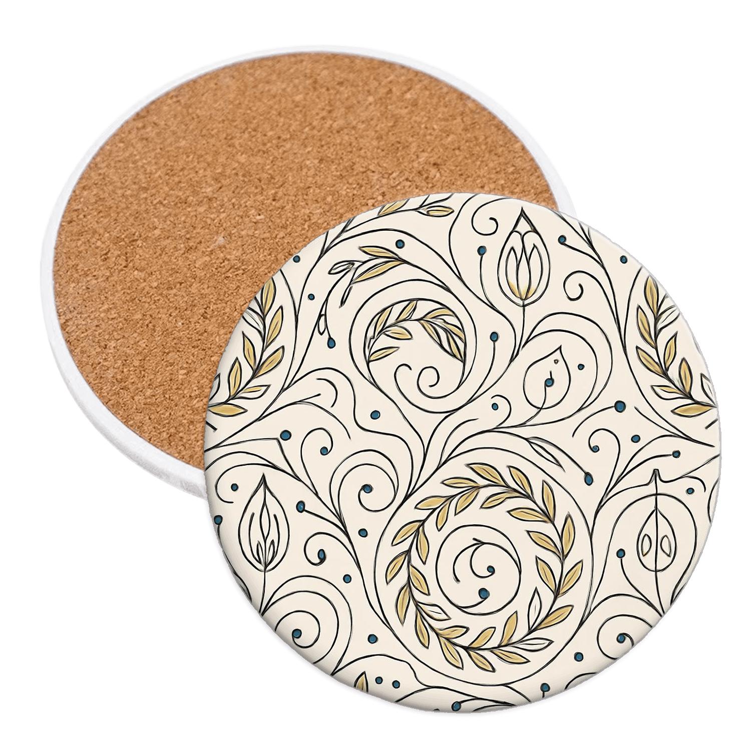 Vienna Secession Laurel Whiplash Motif personalized drink coasters