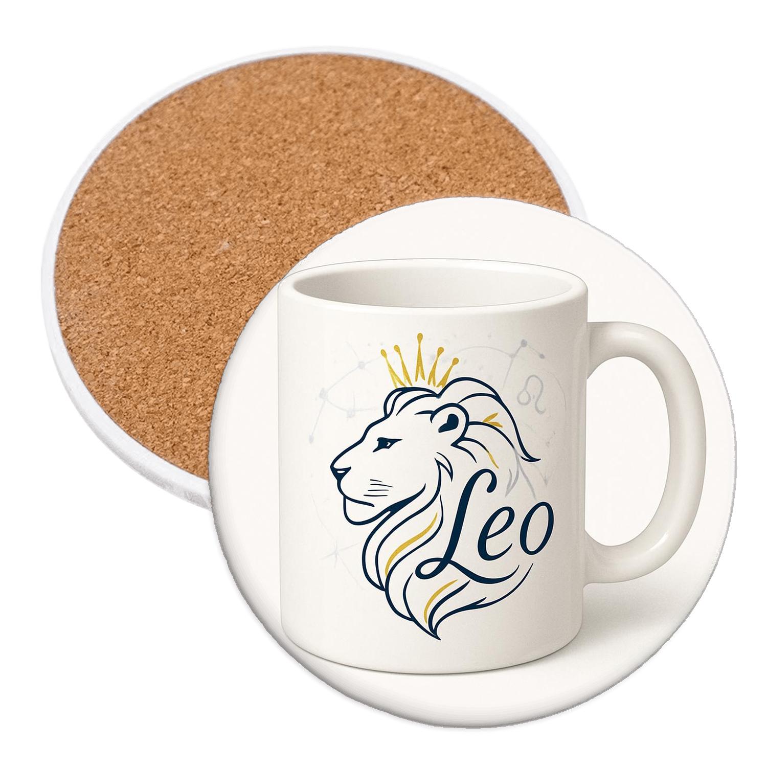 Leo Solar Regalia Line Art Mug decorative beverage coasters