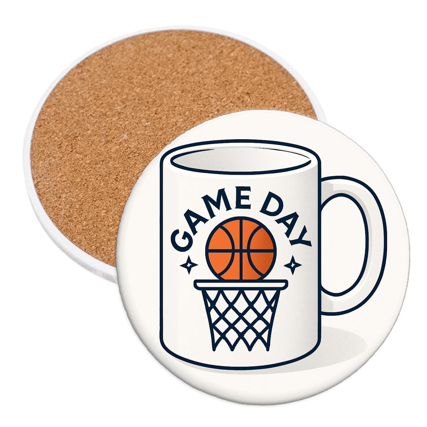 Art Deco Basketball Net Game Day Line Art Mug cork coaster sets