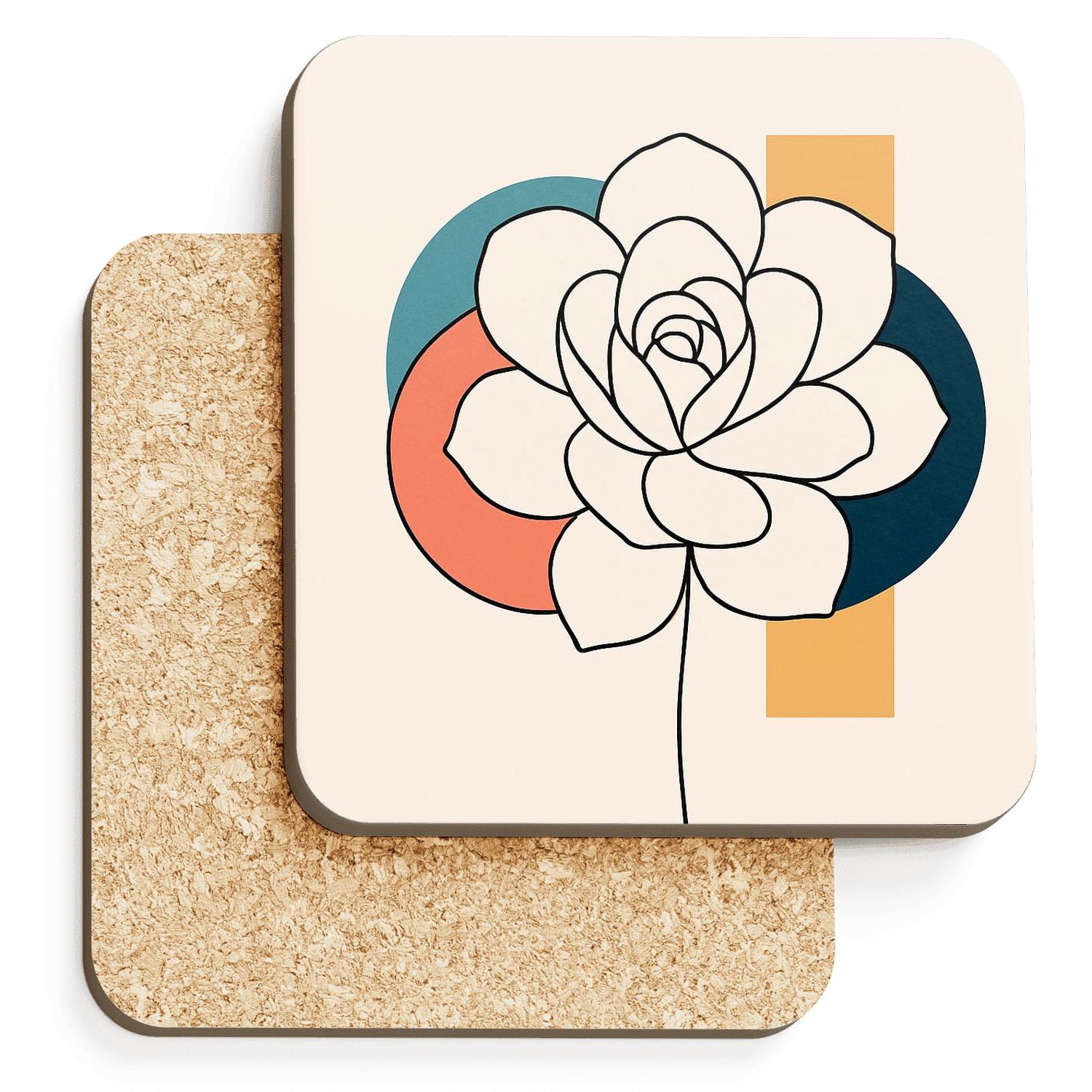 Orbit Bloom Contours decorative beverage coasters