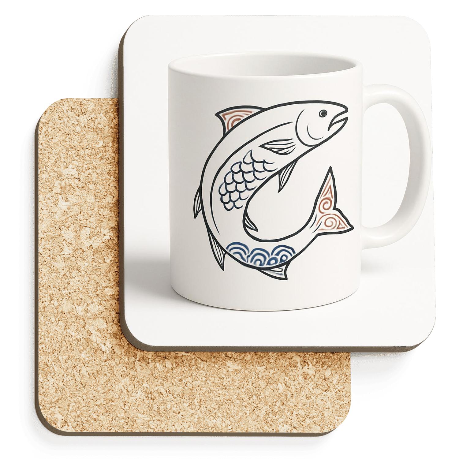Ainu Salmon Flowline Mug Art elegant tabletop coasters