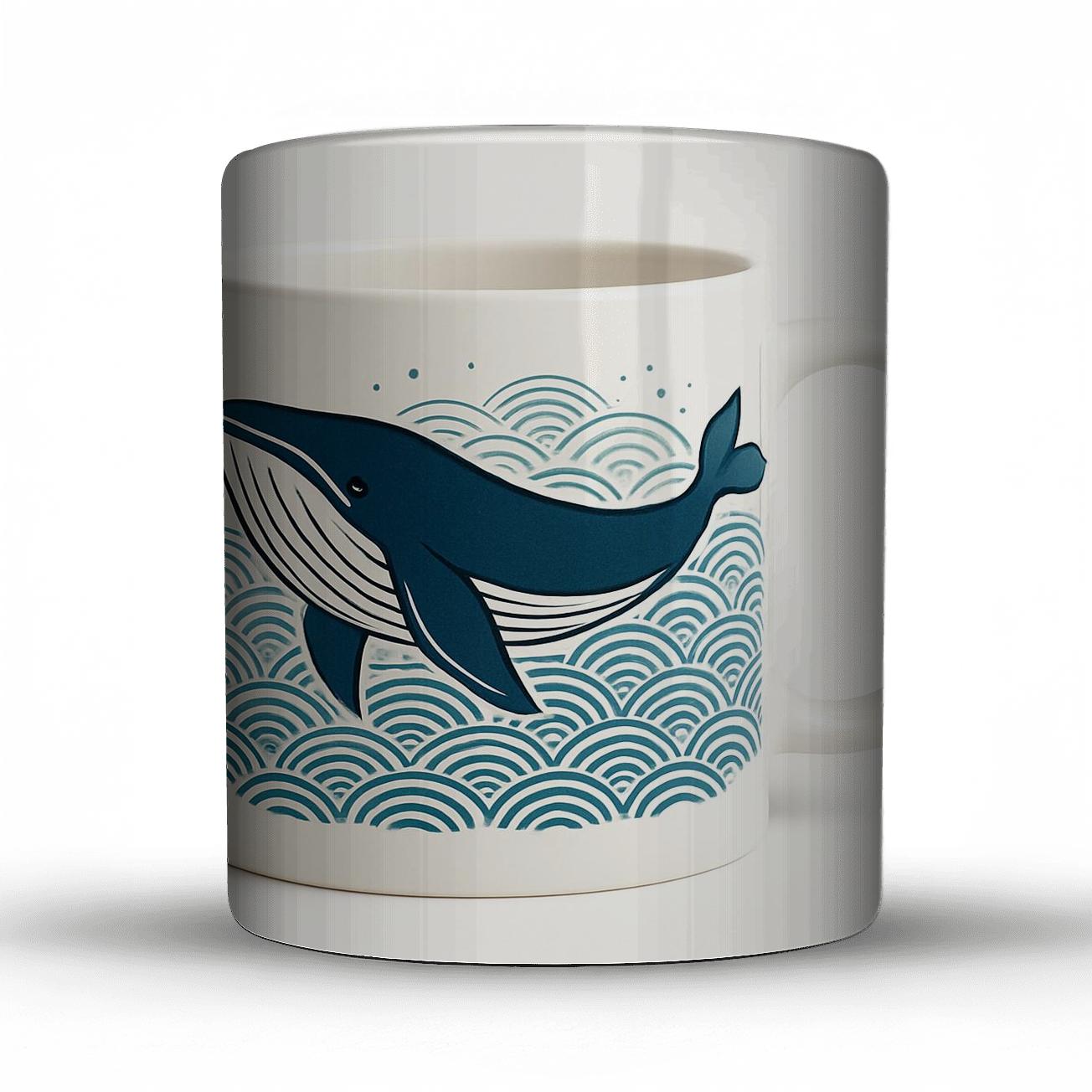 Indigo Ukiyo E Whale Wave Minimal Wrap premium drinkware mugs