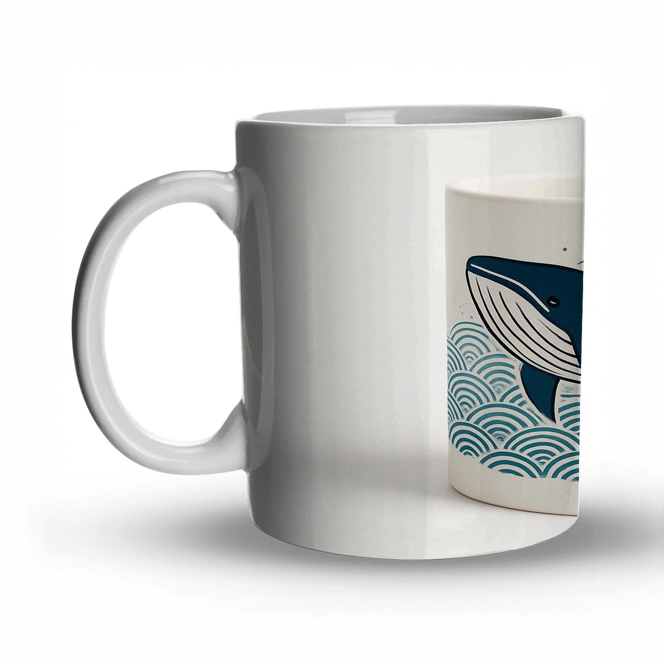 Indigo Ukiyo E Whale Wave Minimal Wrap premium drinkware mugs