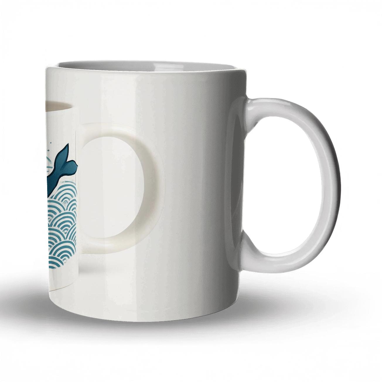 Indigo Ukiyo E Whale Wave Minimal Wrap premium drinkware mugs