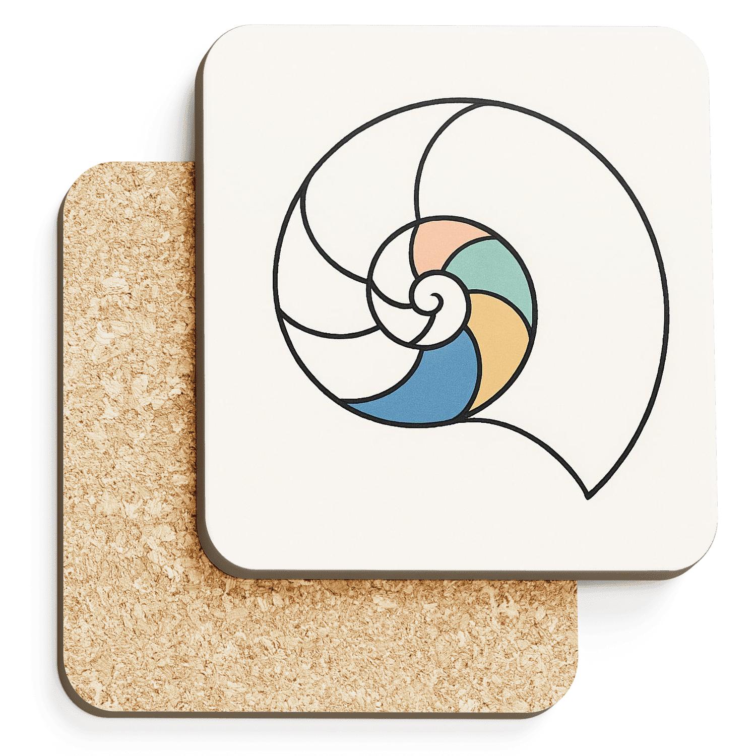 Tidal Geometry Shell Study cork coaster sets