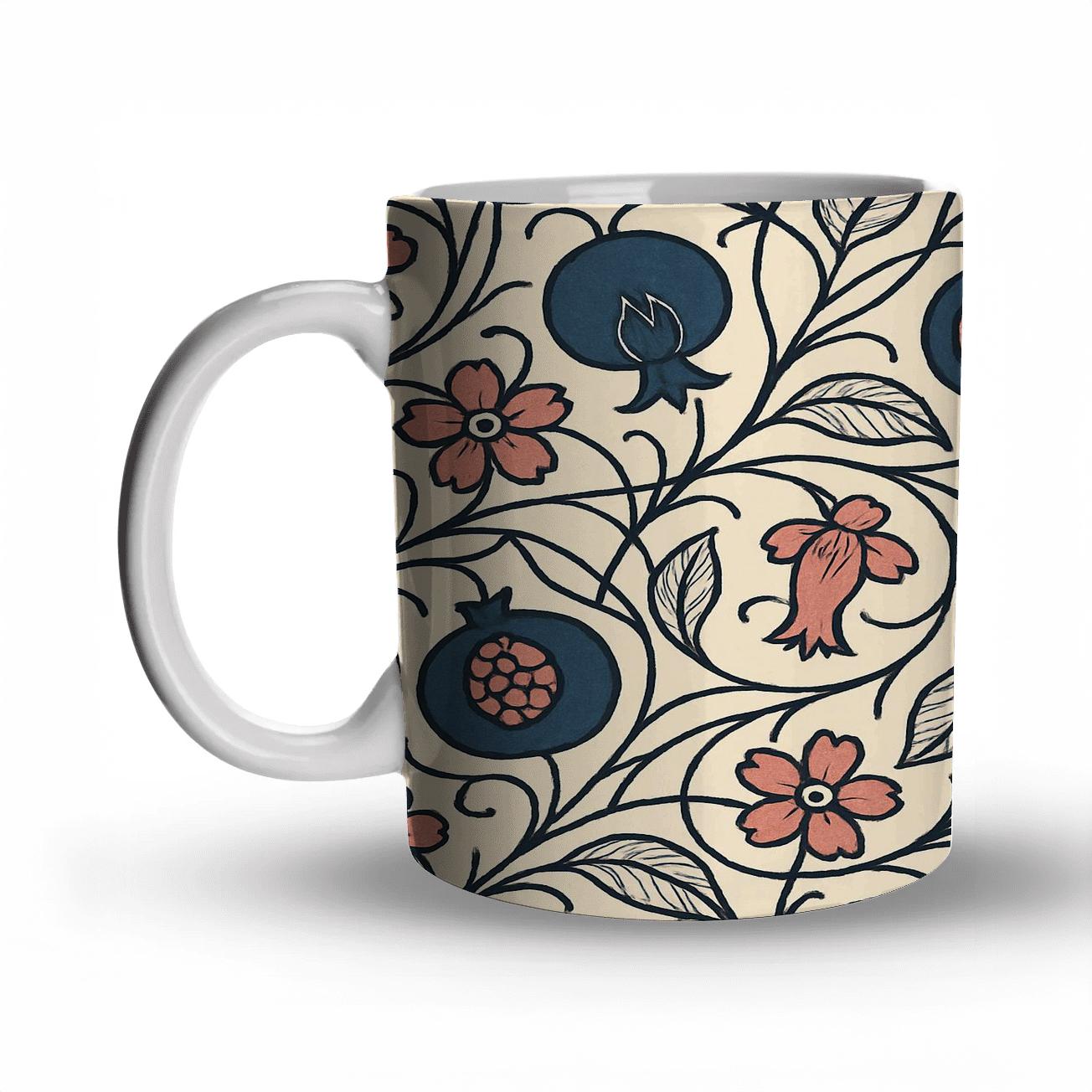 Arts And Crafts Indigo Vine Blockprint premium drinkware mugs