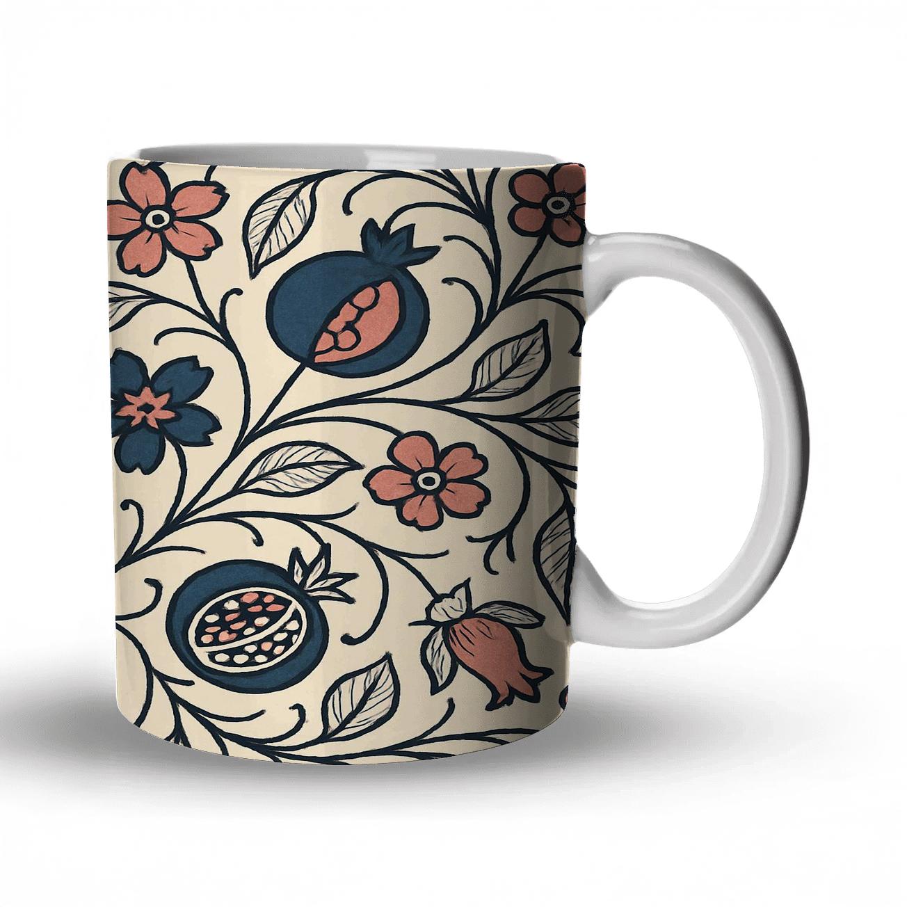 Arts And Crafts Indigo Vine Blockprint premium drinkware mugs