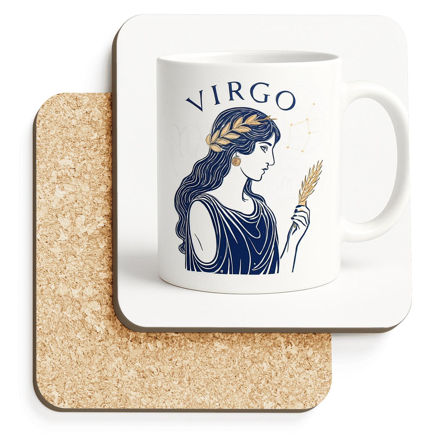 Virgo Vienna Secession Maiden Star Chart Mug Line Art custom engraved coasters