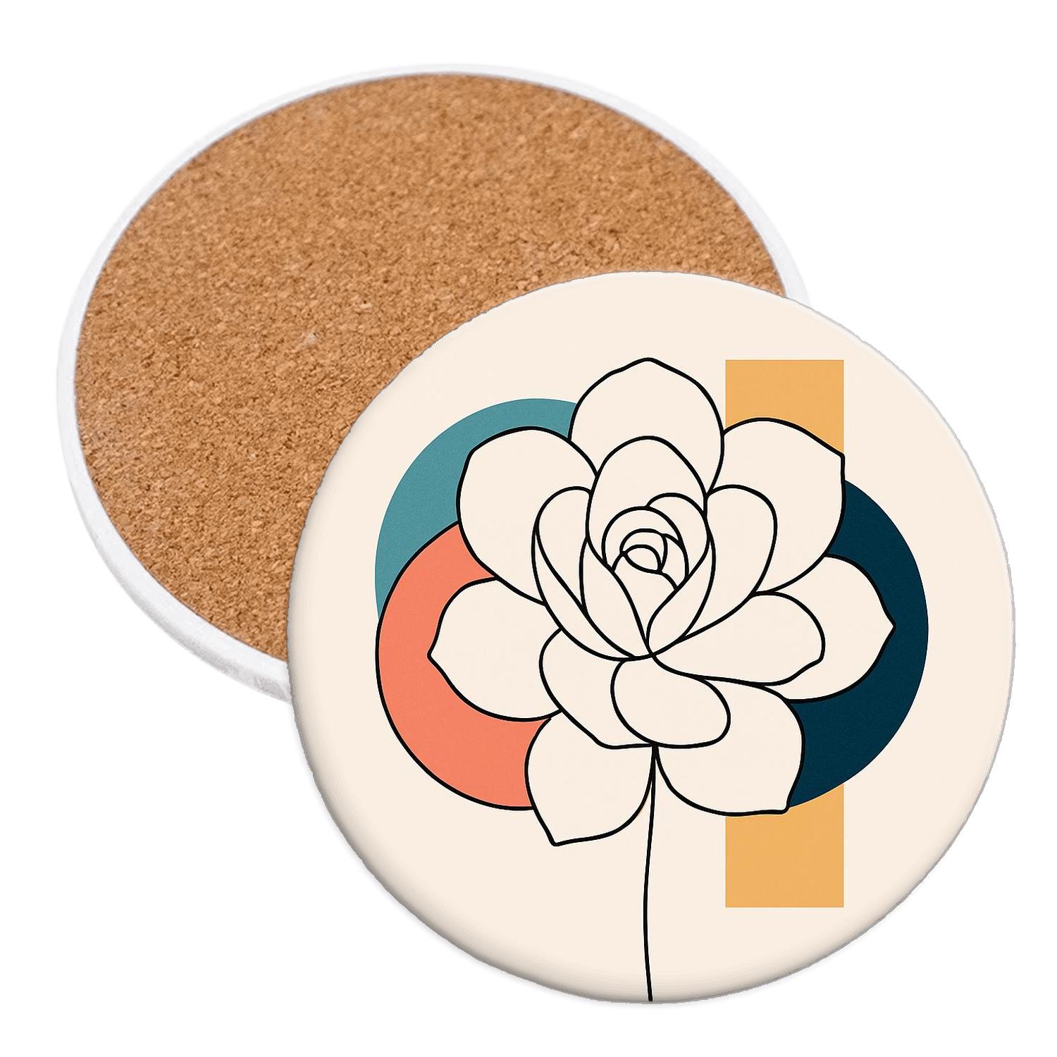 Orbit Bloom Contours personalized drink coasters