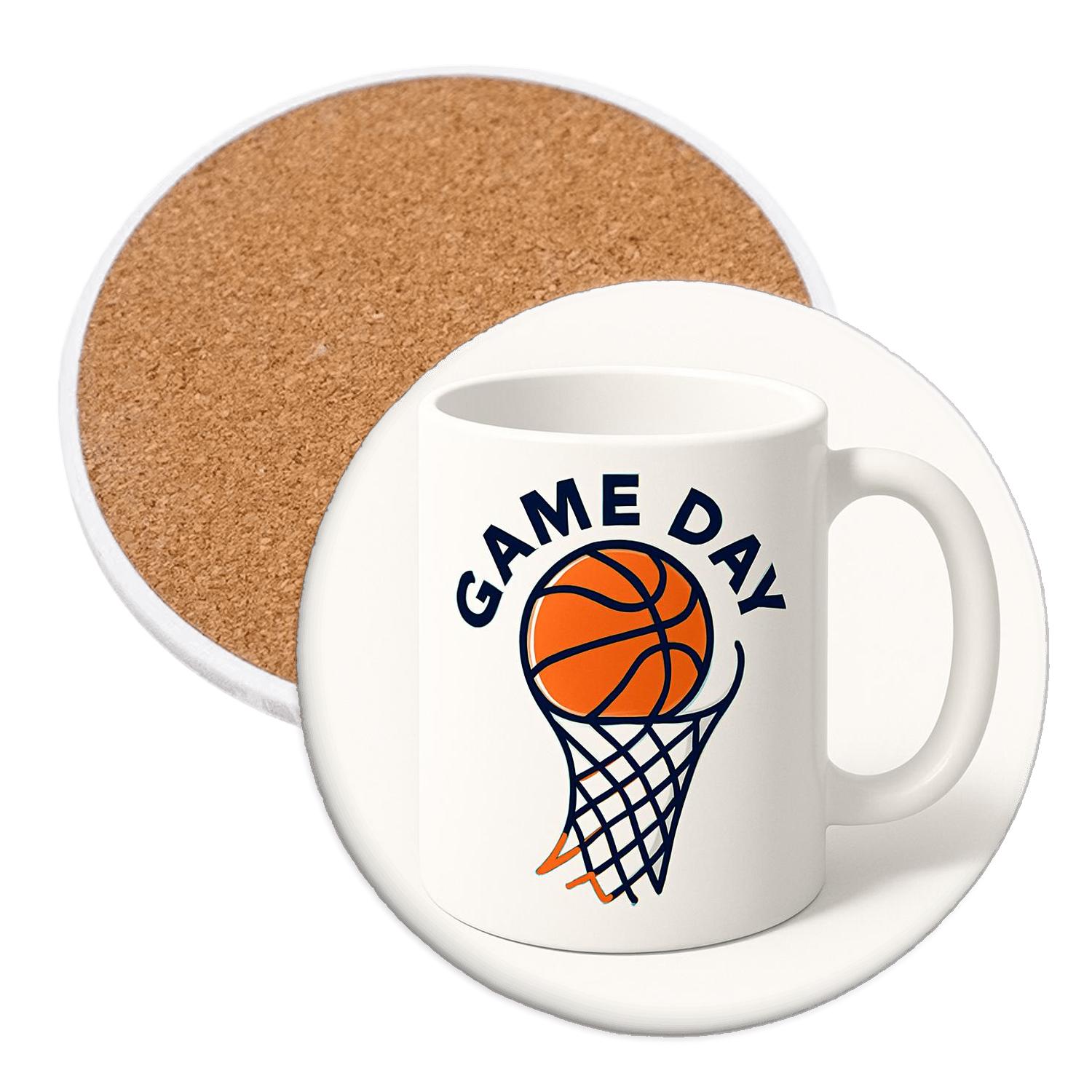 Basketball Net Swirl Game Day Mug Line Art absorbent drink coasters