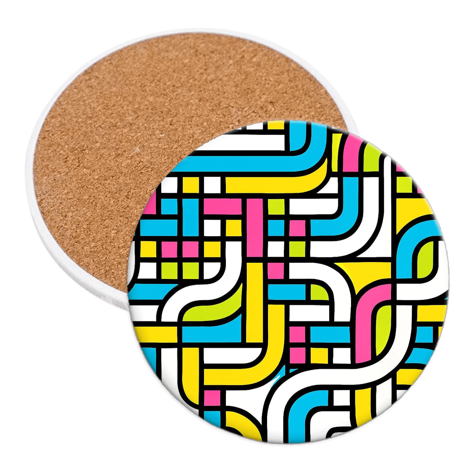 Bauhaus Weaving Workshop Neon Interlace wooden table coasters