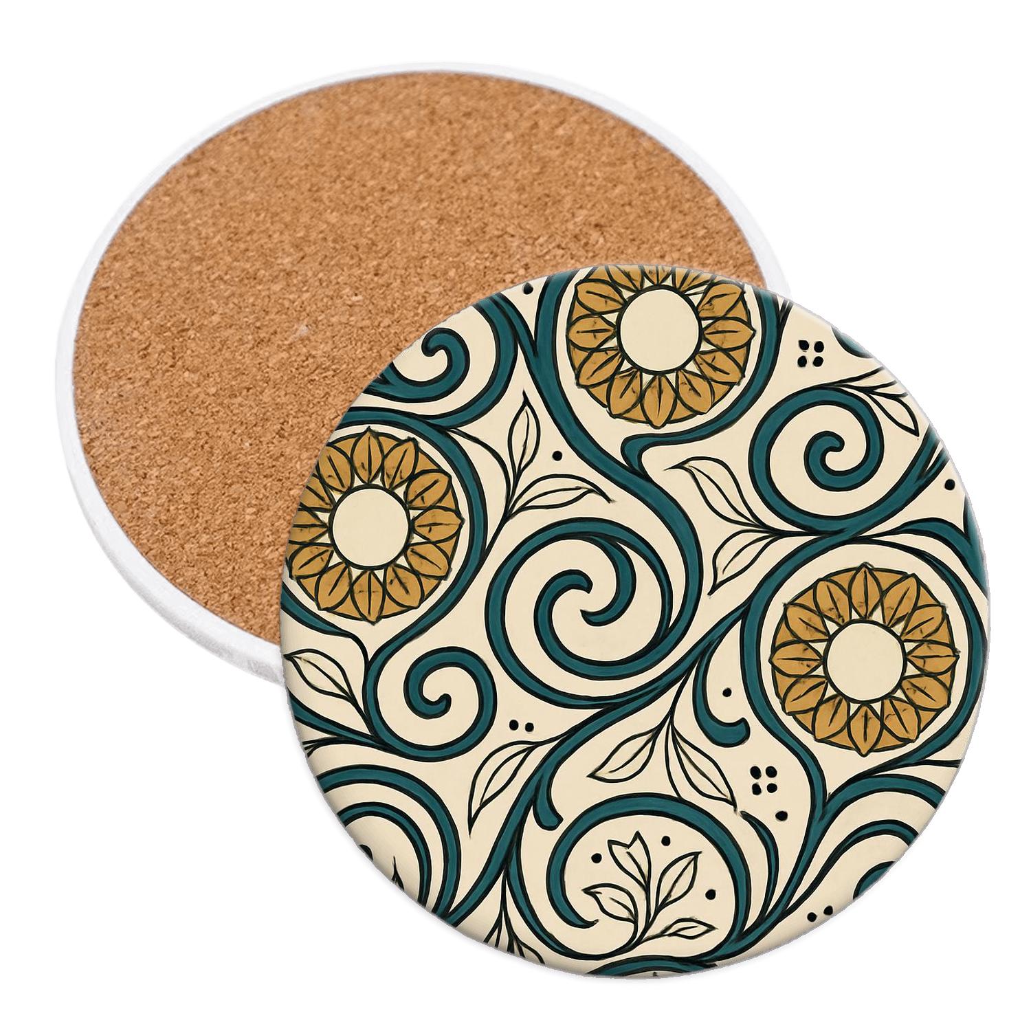 Vienna Secession Laurel Whiplash Rosette Pattern personalized drink coasters