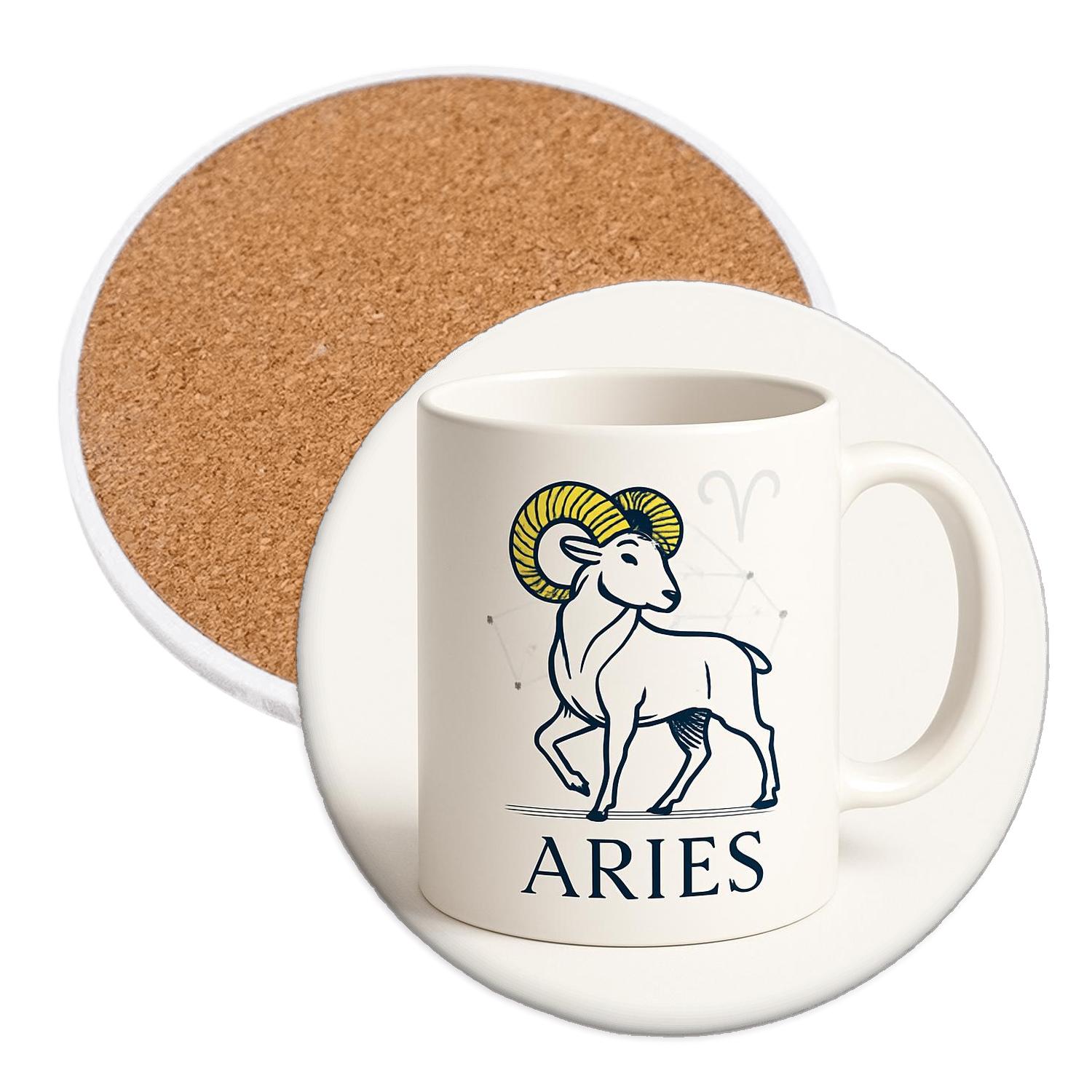 Aries Art Deco Ram Constellation Mug Line Art custom engraved coasters