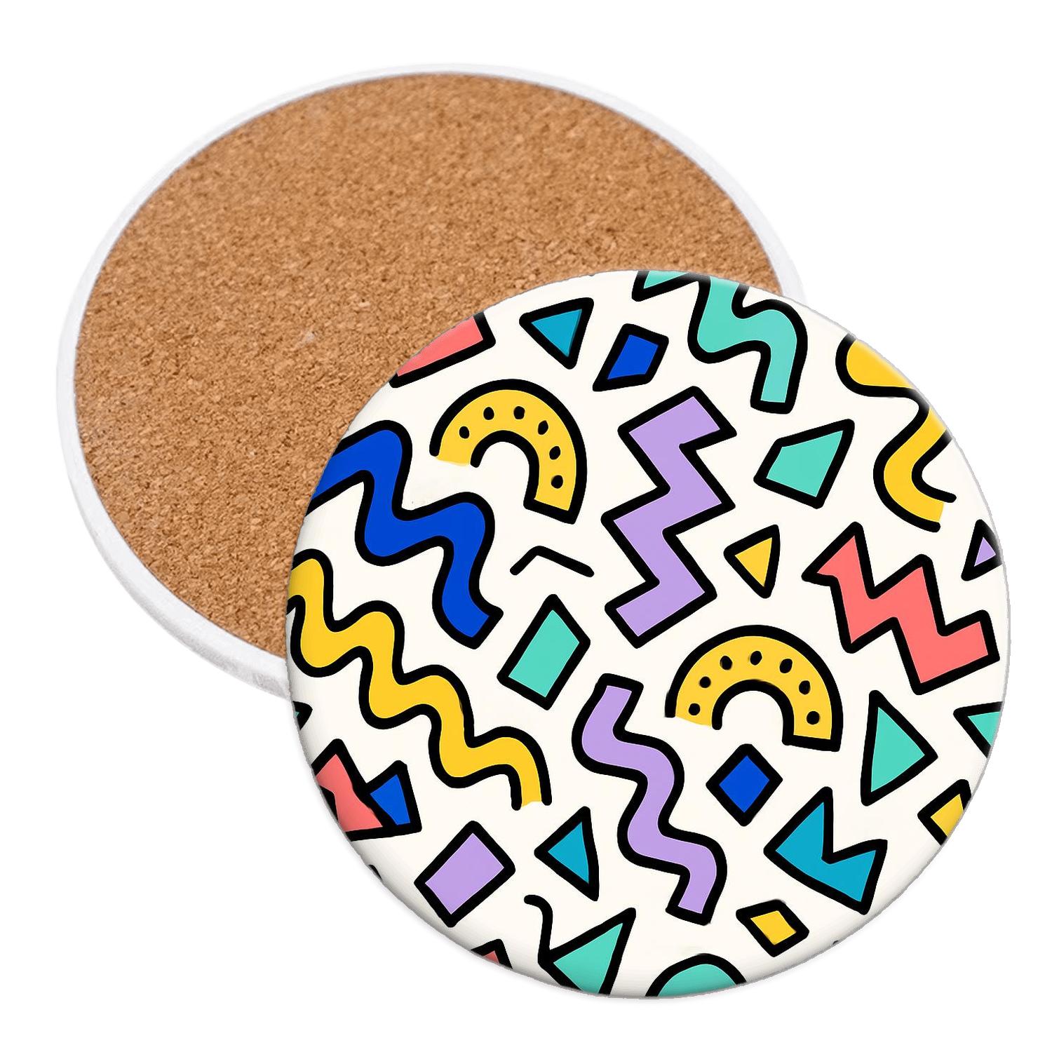 Memphis Milano Street Poster Squiggle Tiles personalized drink coasters