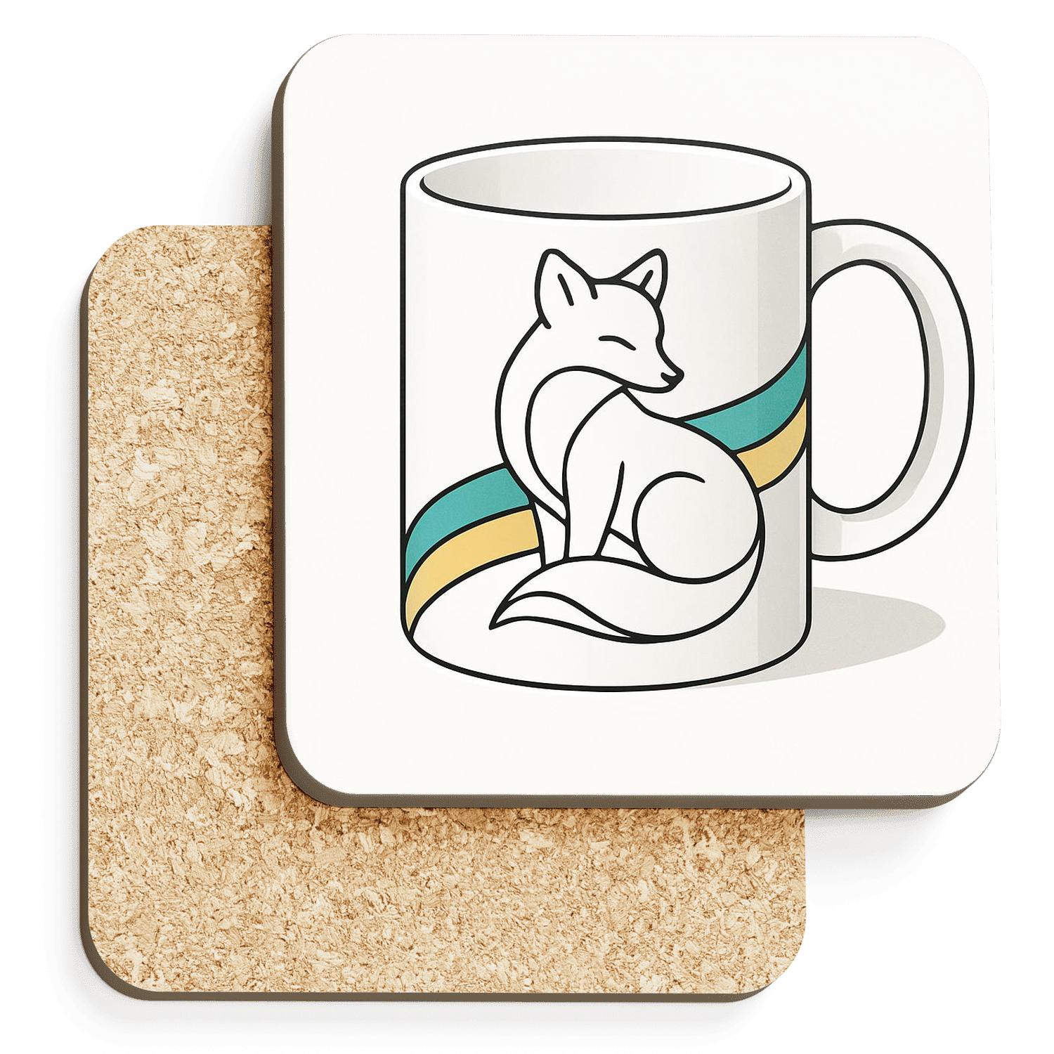 Bauhaus Arctic Fox Ribbon personalized drink coasters