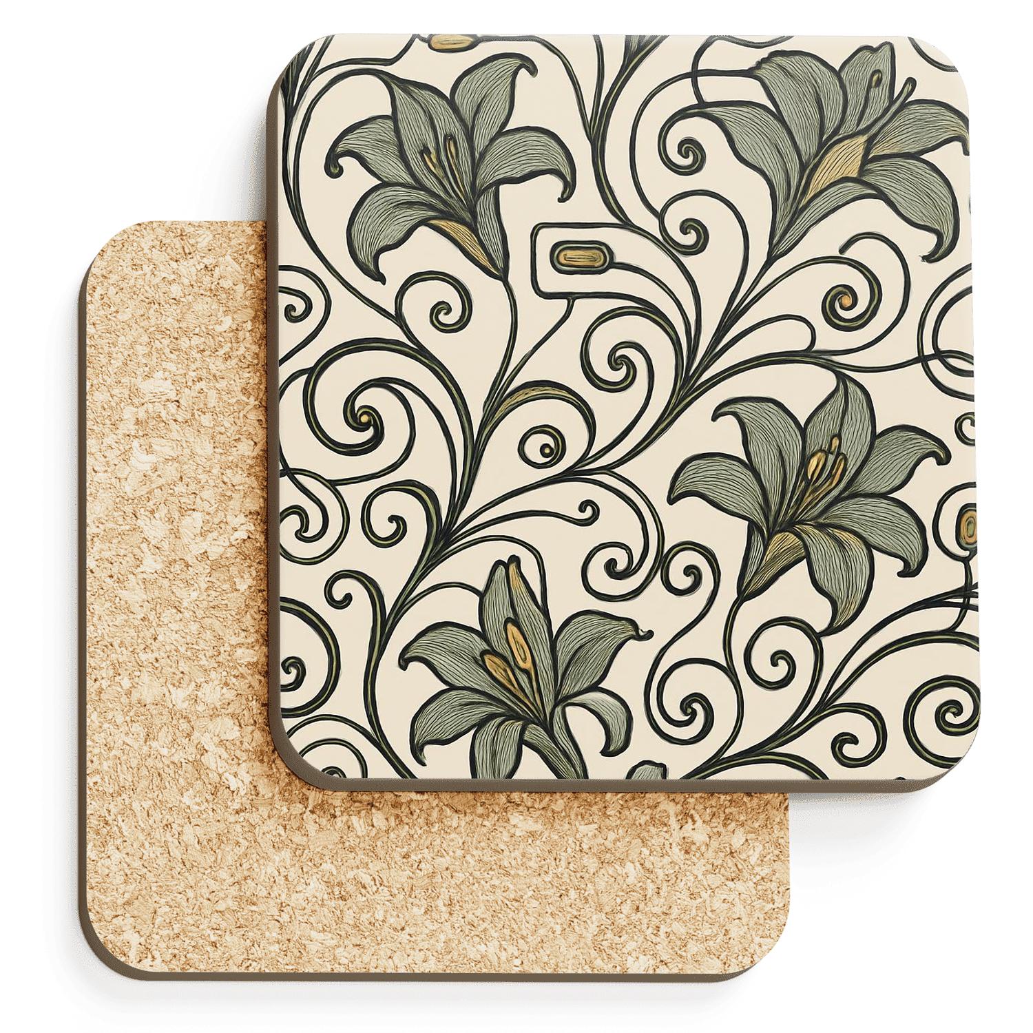 Art Nouveau Paris Metro Lily Whiplash Pattern stone coaster collections