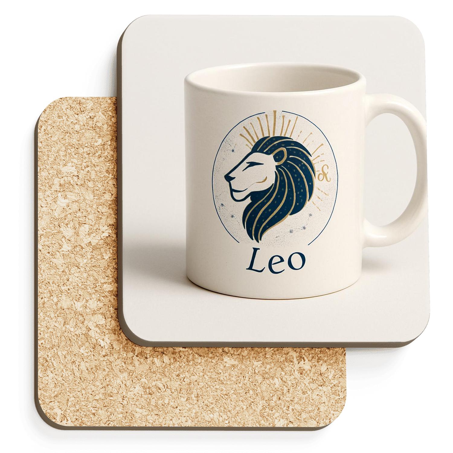Leo Art Deco Constellation Emblem custom engraved coasters