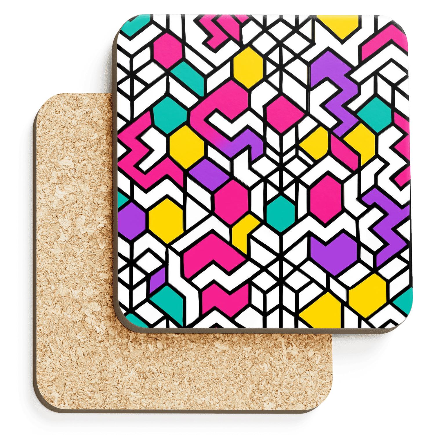 Neon Kumiko Memphis Constellation Lattice absorbent drink coasters