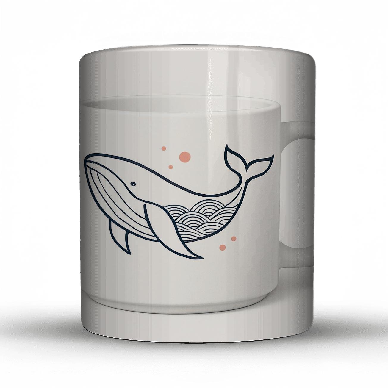 Ukiyo E Whale Wave Linework Wrap novelty coffee mugs