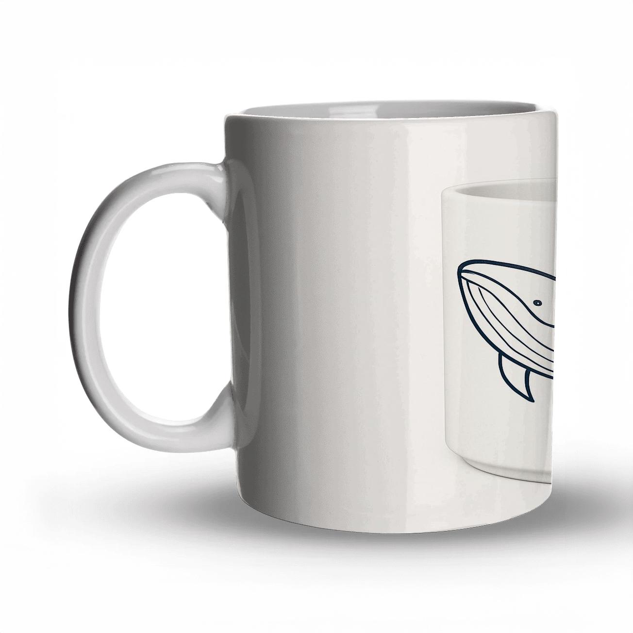 Ukiyo E Whale Wave Linework Wrap novelty coffee mugs