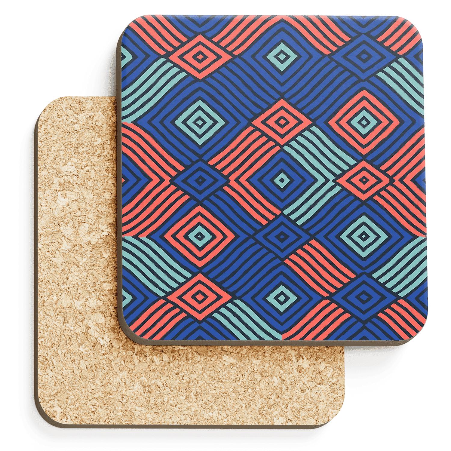Op Art Andean Stepwave Weave elegant tabletop coasters