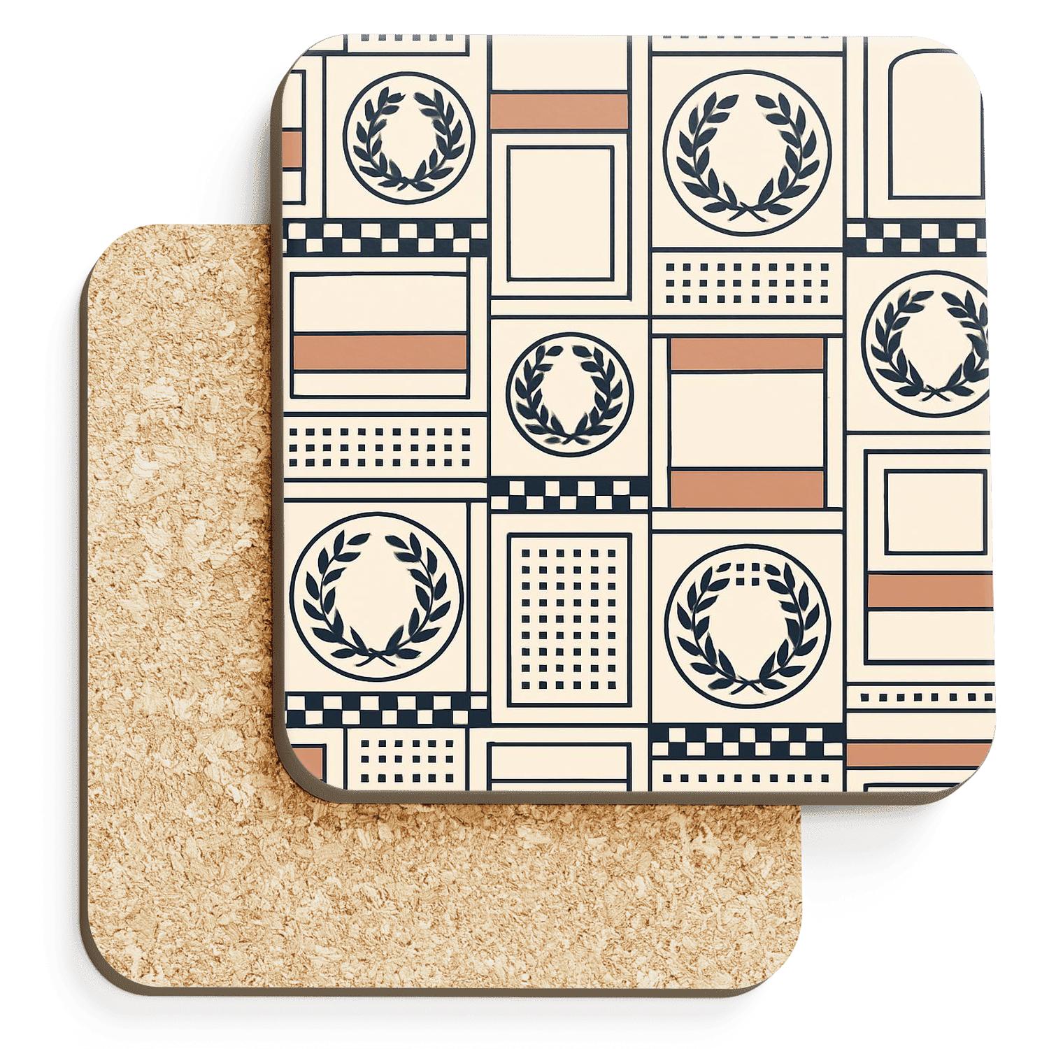 Vienna Secession Geometric Laurel Medallion Repeat stone coaster collections